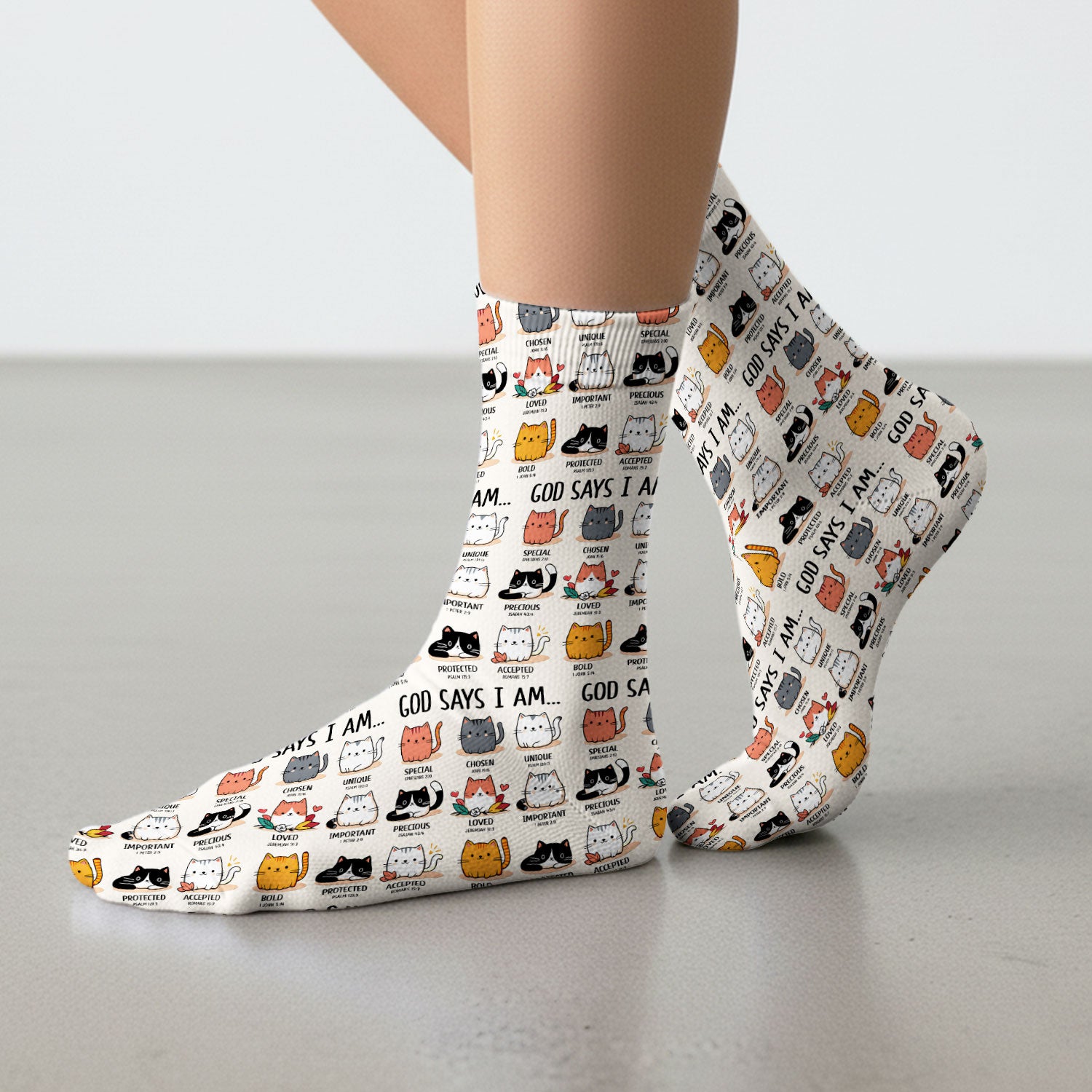 Cute Christian Cat God Says I Am Medical Socks, Breathable Fabrics Medical Uniform
