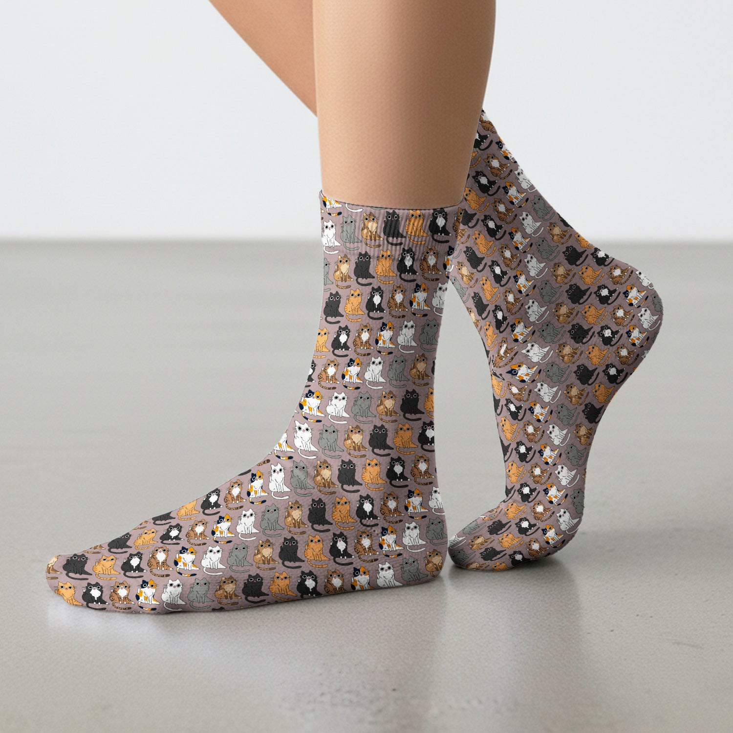Cute Cartoon Cat Pattern Medical Socks, Breathable Fabrics Medical Uniform