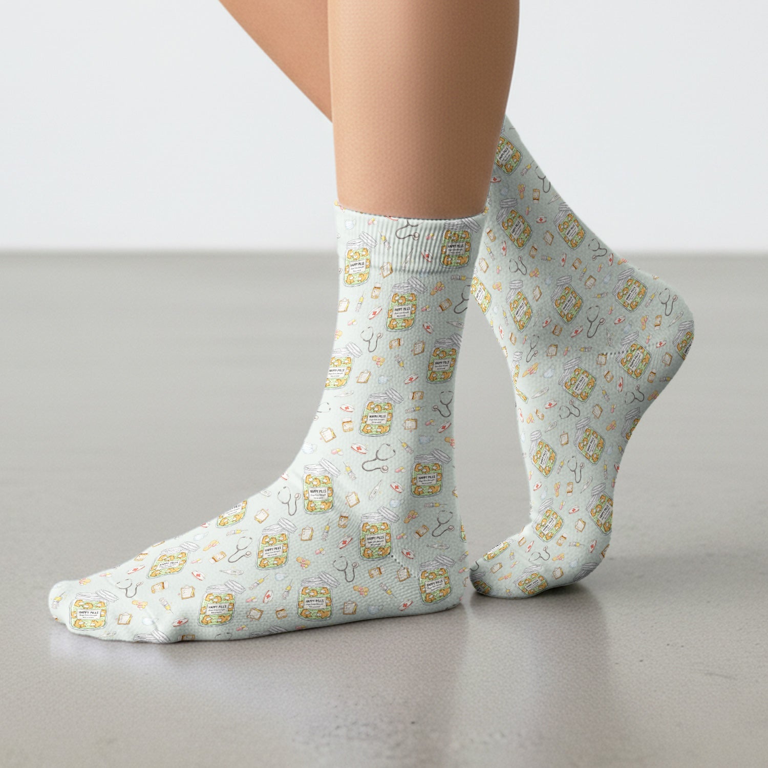 Happy Pills Horse Medical Print Medical Socks, Socks for Nurse and Doctor