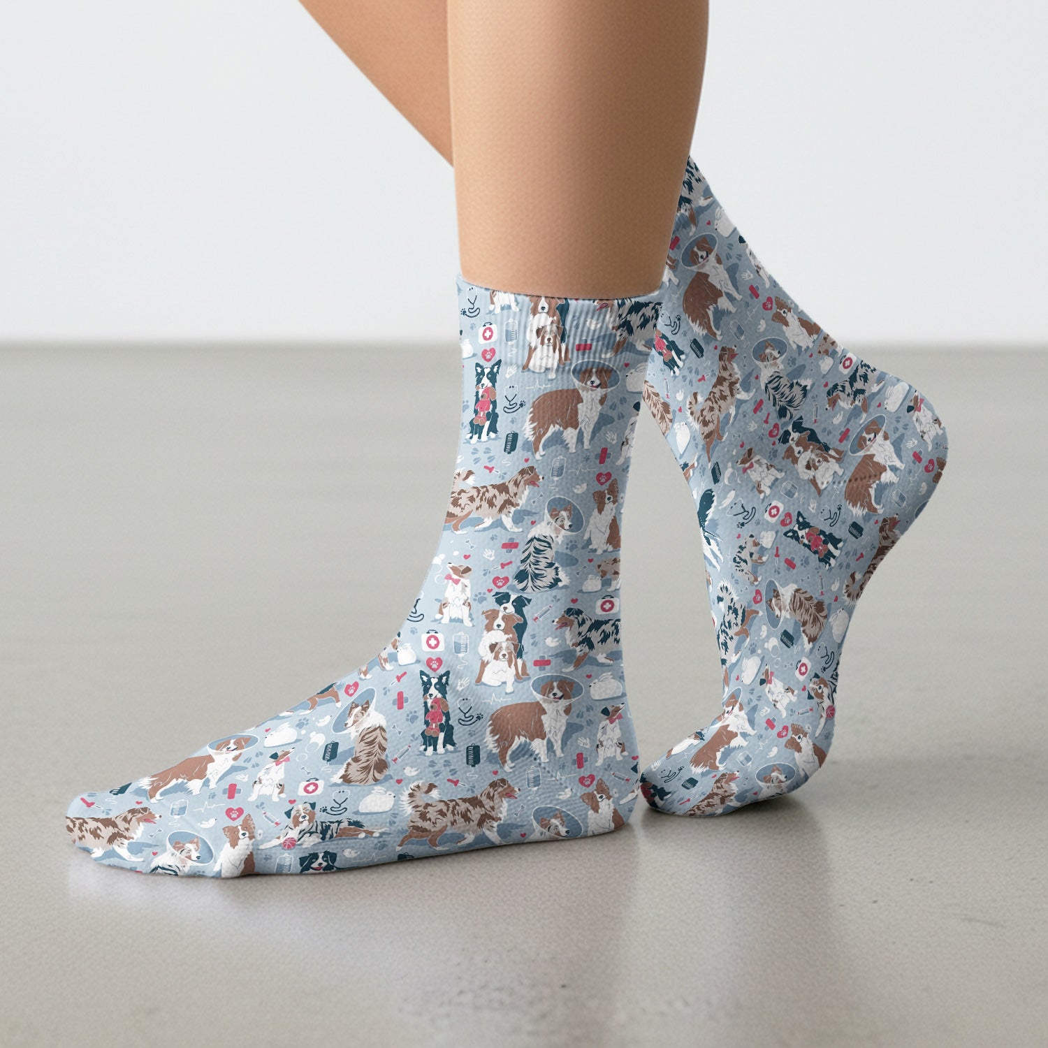 Cute Dog Pattern Veterinary Medical Socks, Socks for Nurse Doctor
