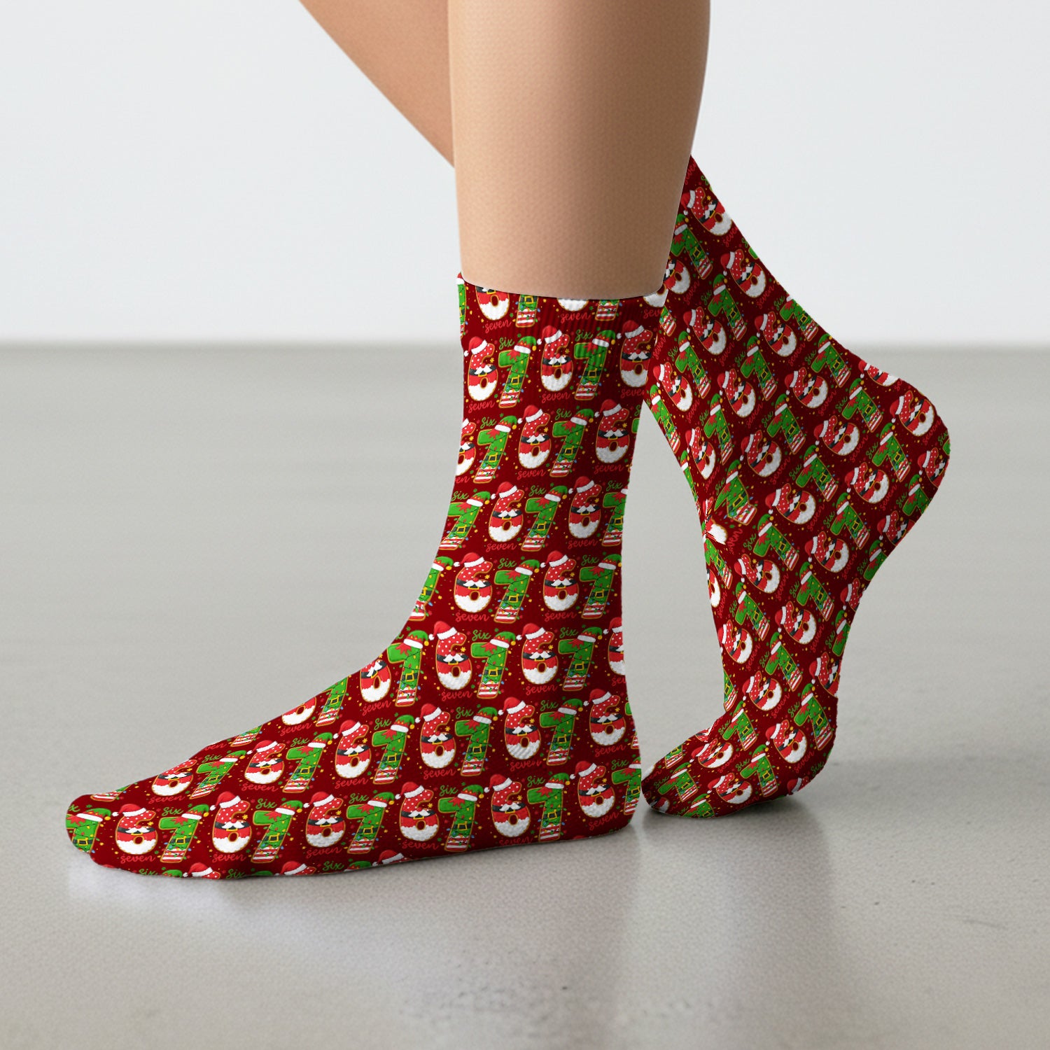 Christmas 67 Pattern Scrub Socks, Festive Holiday Medical Uniform Sock For Nursing