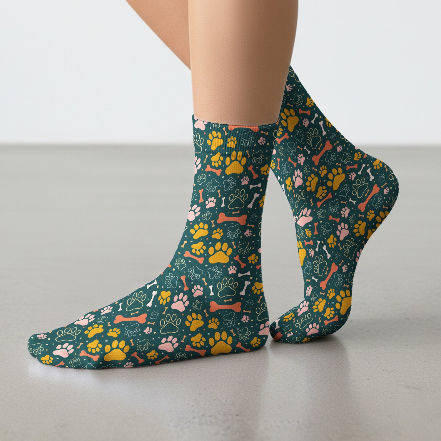 Cute Paw Print Dog Pattern Medical Socks, Adult Socks for Men and Women