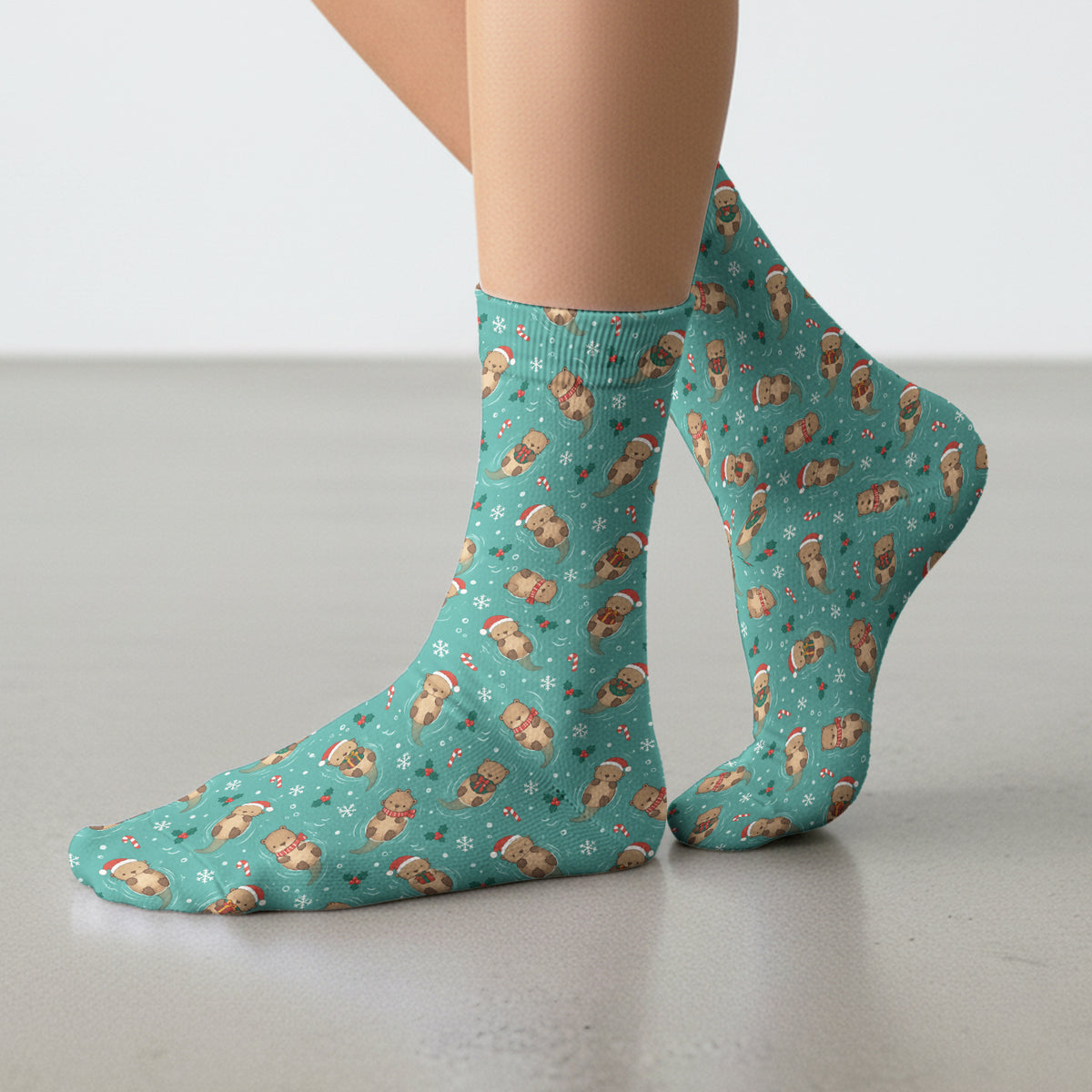 Christmas Sea Otters And Gifts Socks, Adult Socks for Men and Women