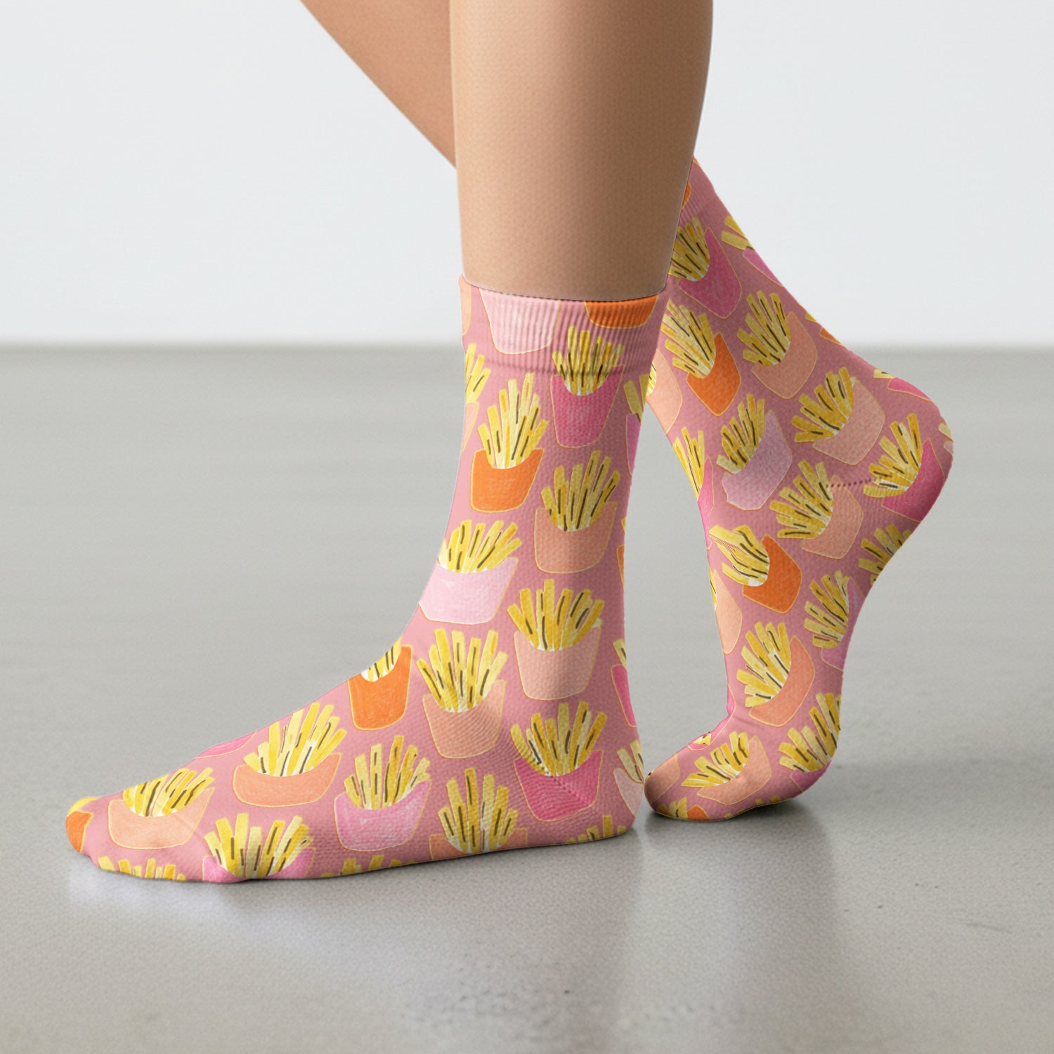 Funny French Fries Snack Food Pattern Socks, Breathable Fabrics Medical Uniform