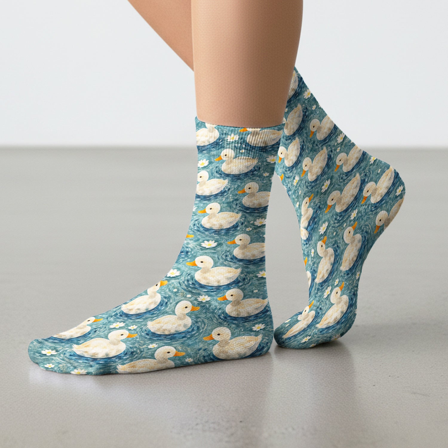 Charming Duck Pond Socks, Adult Socks for Men and Women