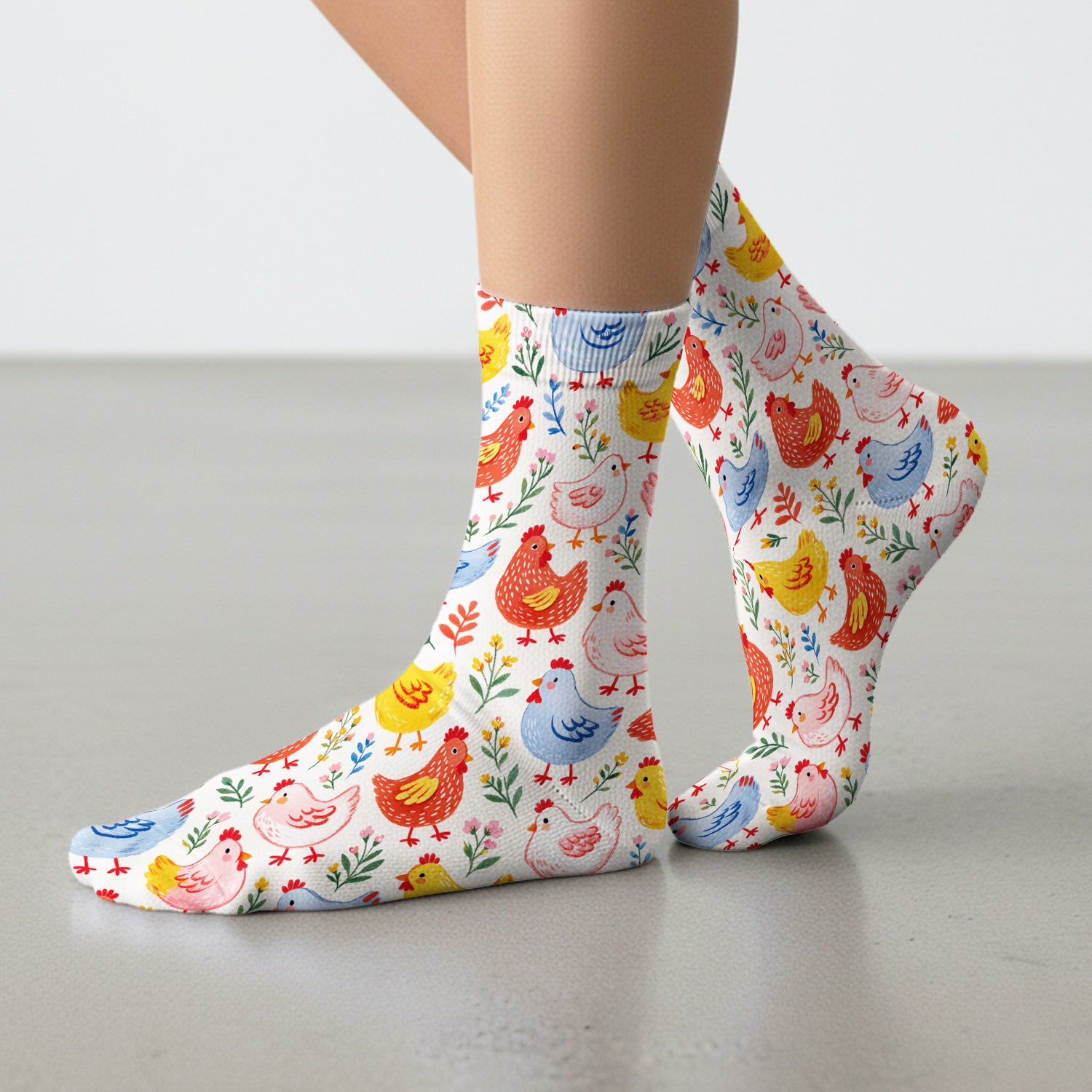 Fun Cartoon Hen Print Socks, Socks for Nurse Doctor
