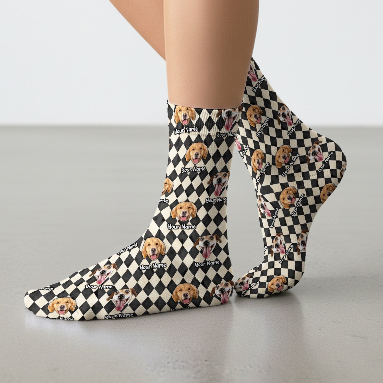 Personalized Pet Portrait Argyle Socks, Adult Socks for Men and Women