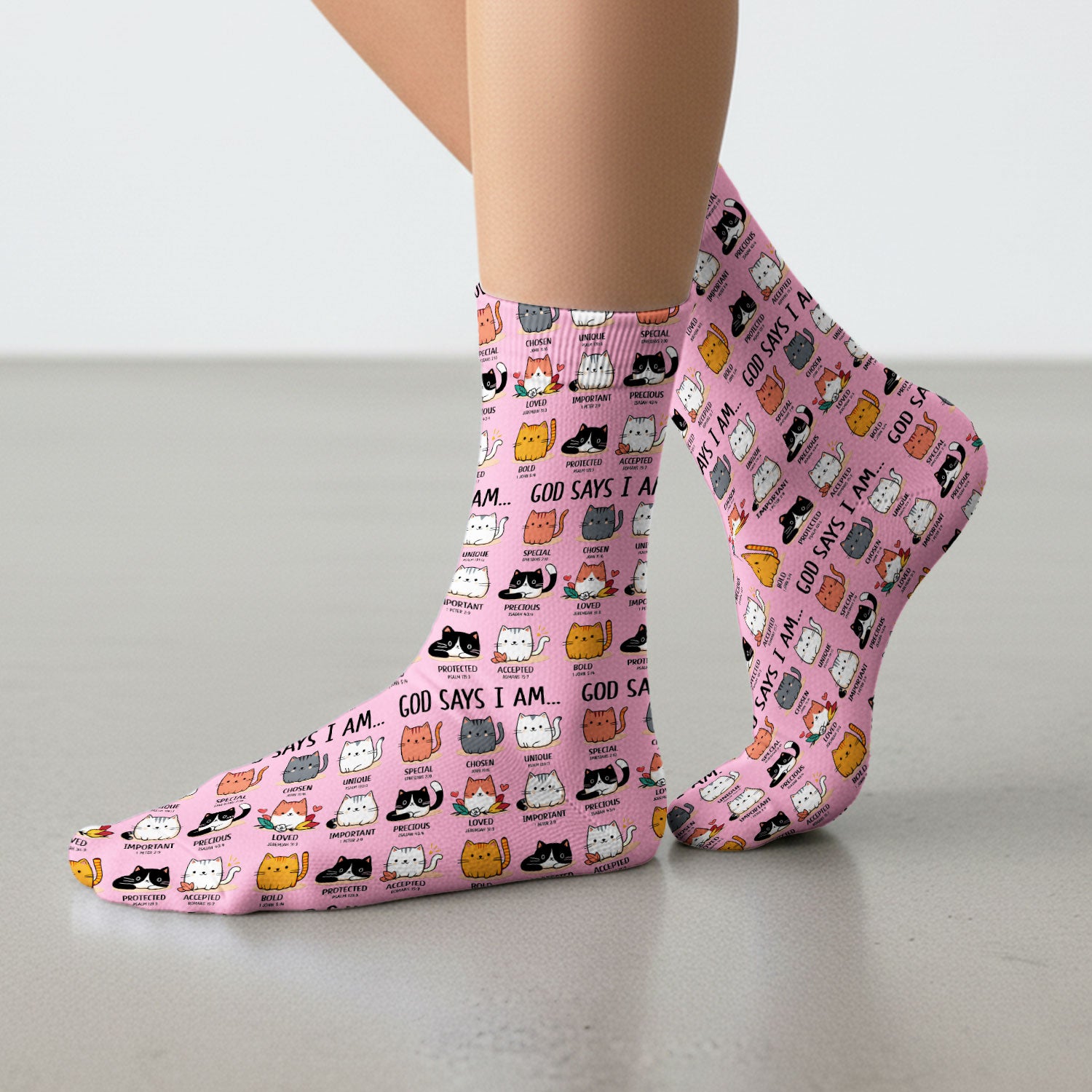 Cute Christian Cat God Says I Am Medical Socks, Breathable Fabrics Medical Uniform