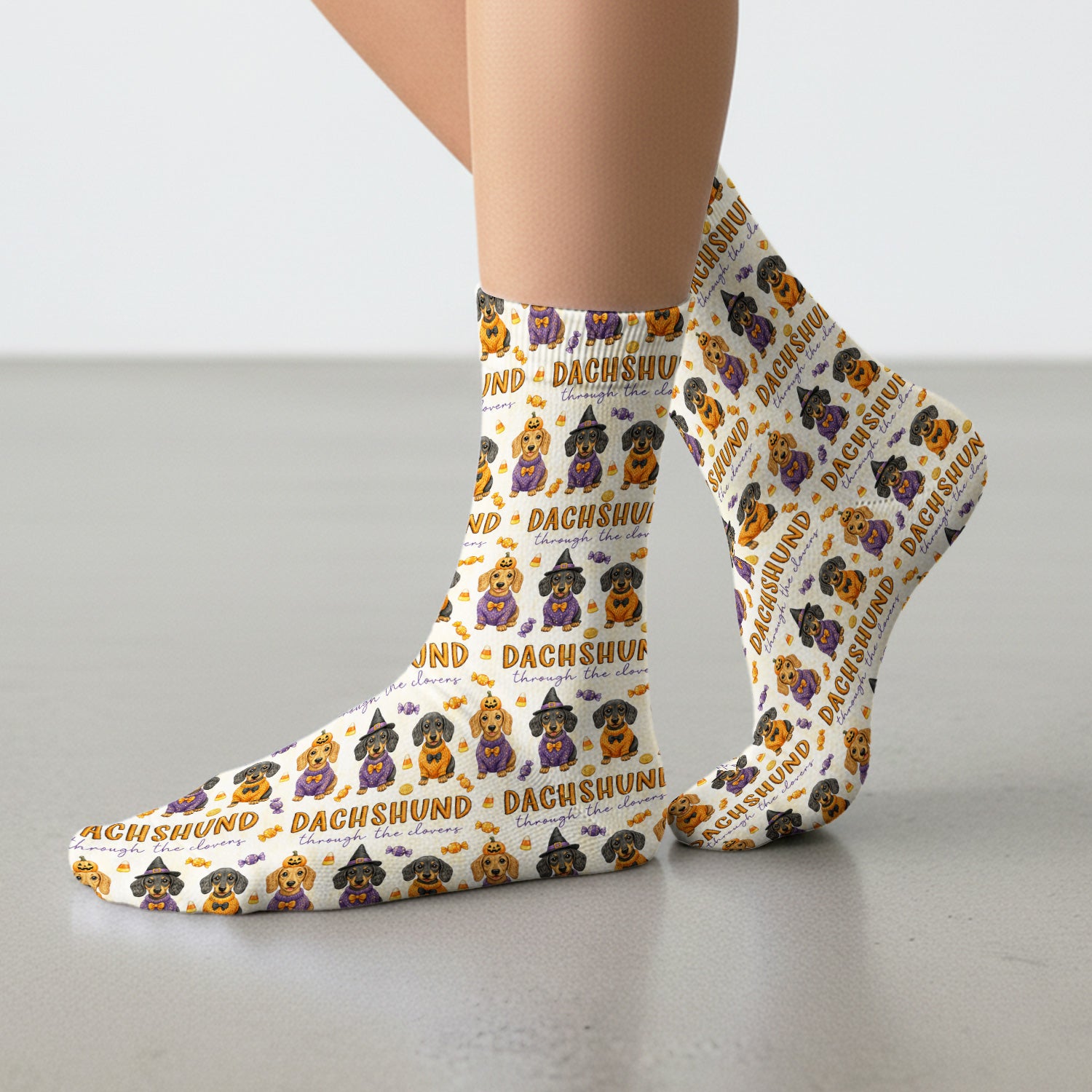 Candy Dachshund Pattern Socks, Adult Socks for Men and Women