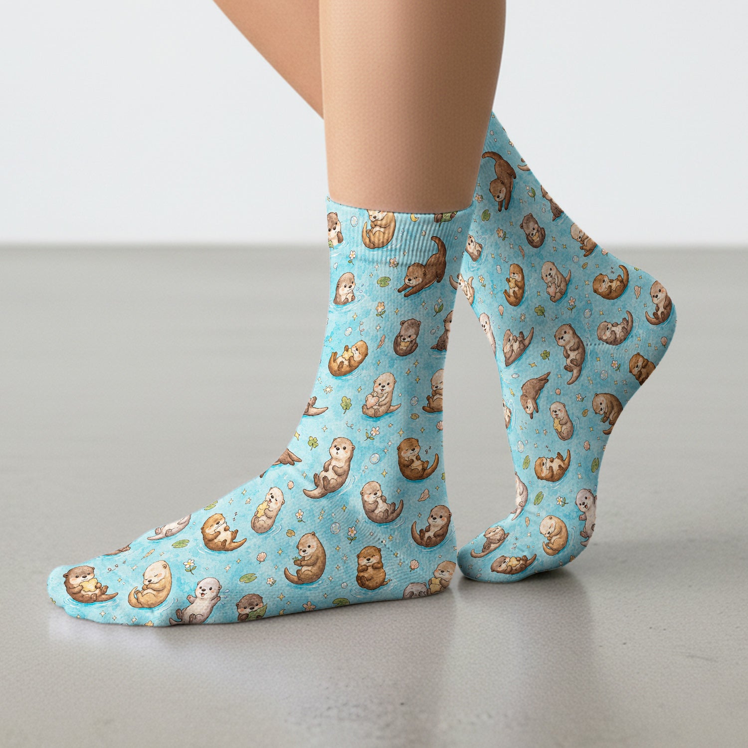Cute Otter Pond Nurse Print Socks, Adult Socks for Men and Women