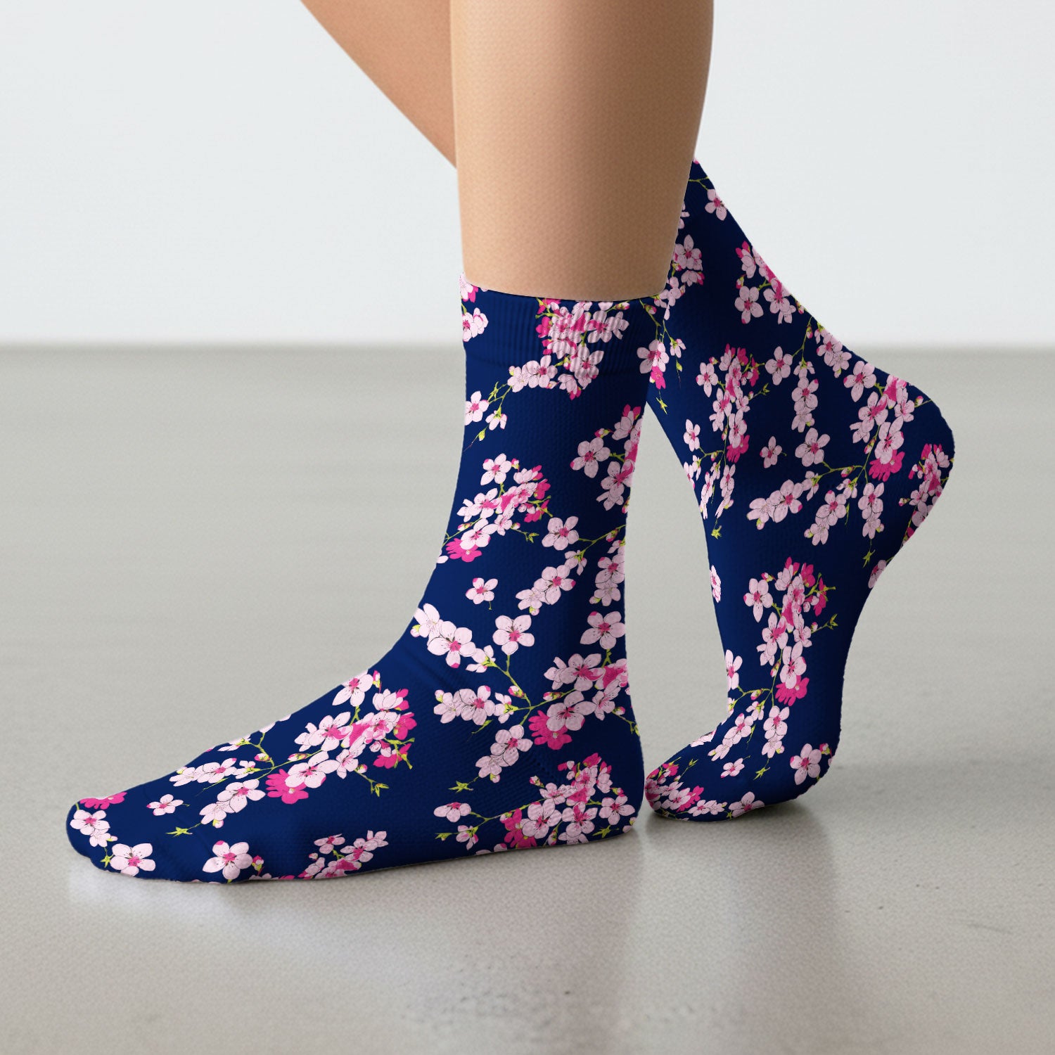 Elegant Cherry Blossom Floral Pattern Socks, Breathable Fabrics Medical Uniform
