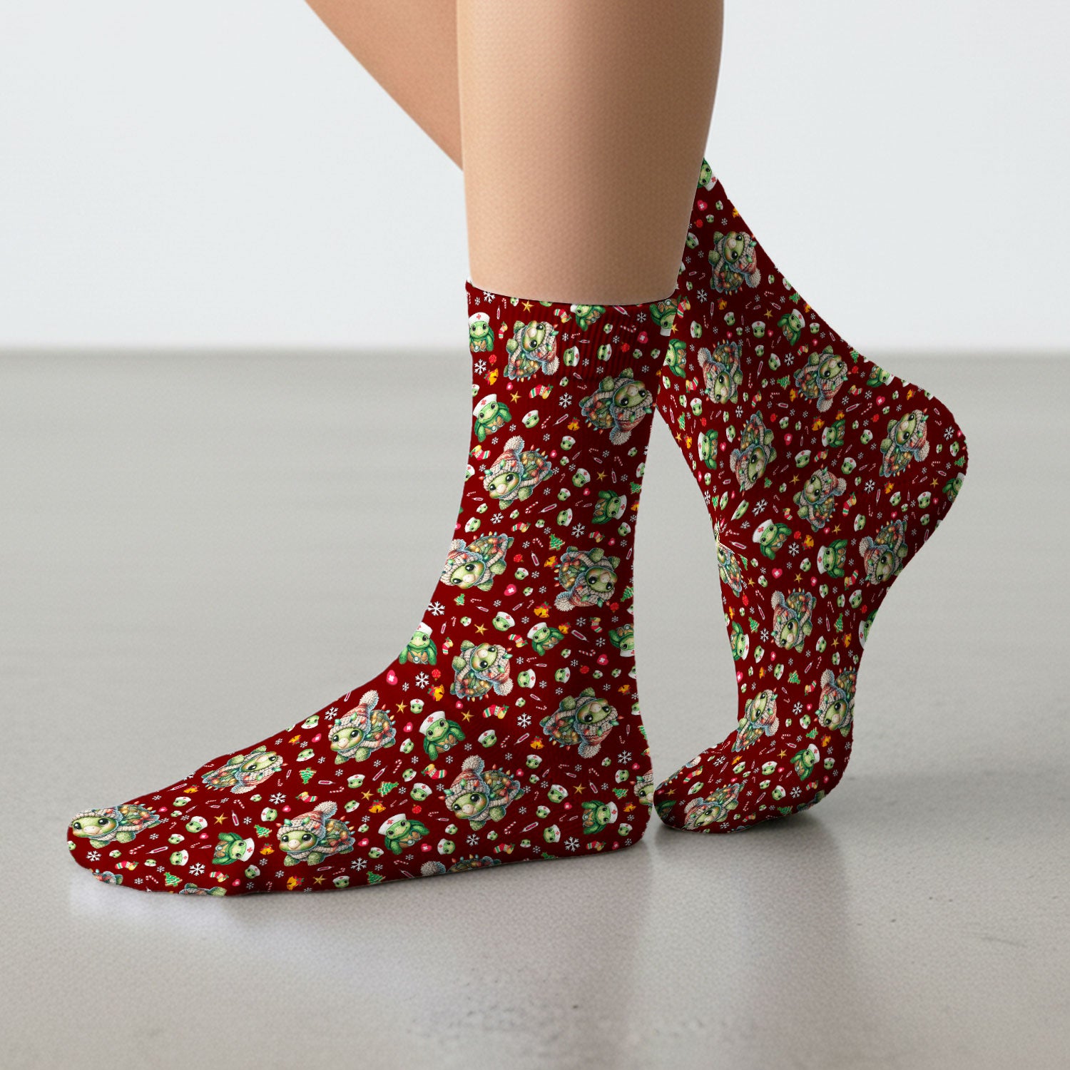 Christmas Turtle Socks for Nurse Doctor - Adult Socks for Men and Women - Breathable Fabrics Medical Uniform