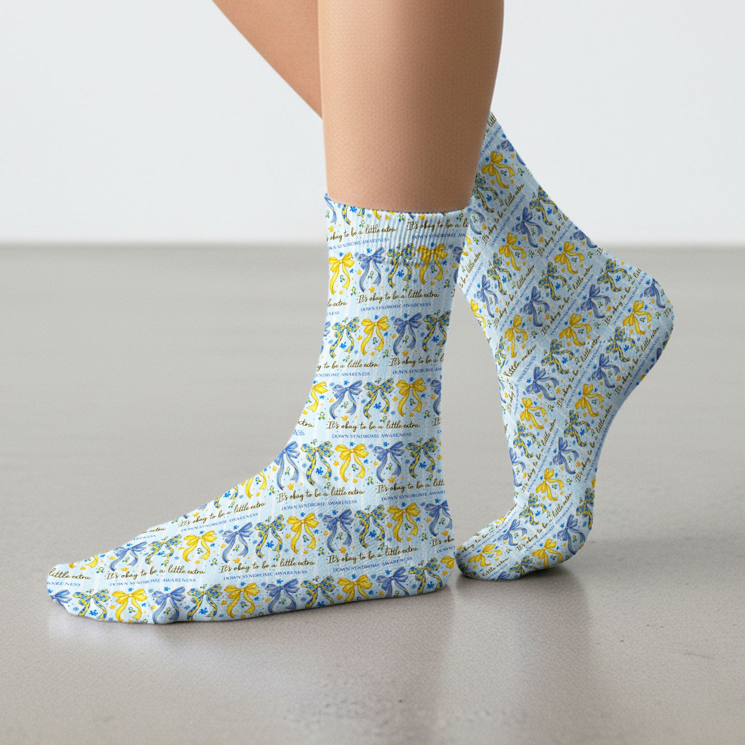 Down Syndrome Awareness Ribbon Pattern Socks, Breathable Fabrics Medical Uniform
