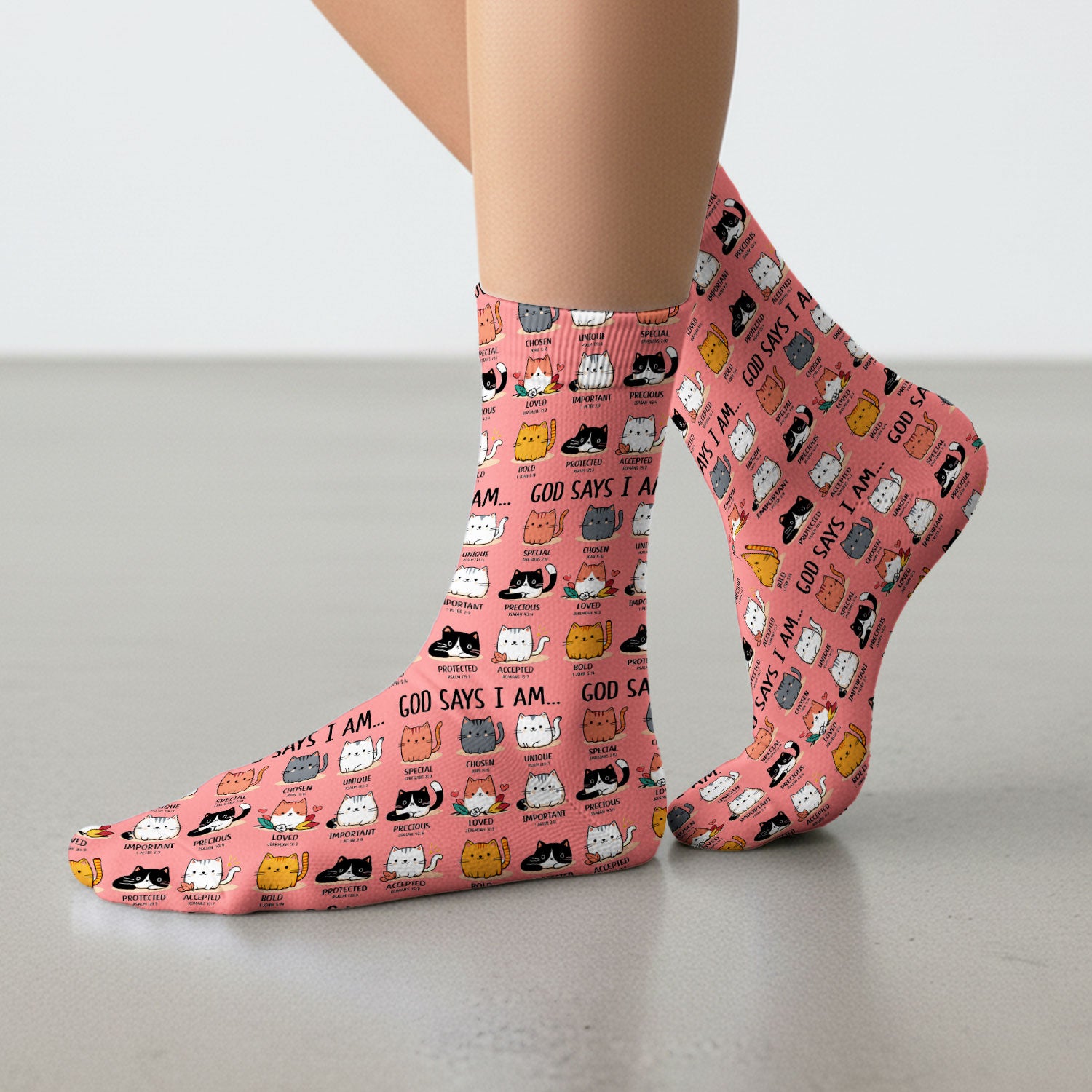 Cute Christian Cat God Says I Am Medical Socks, Breathable Fabrics Medical Uniform