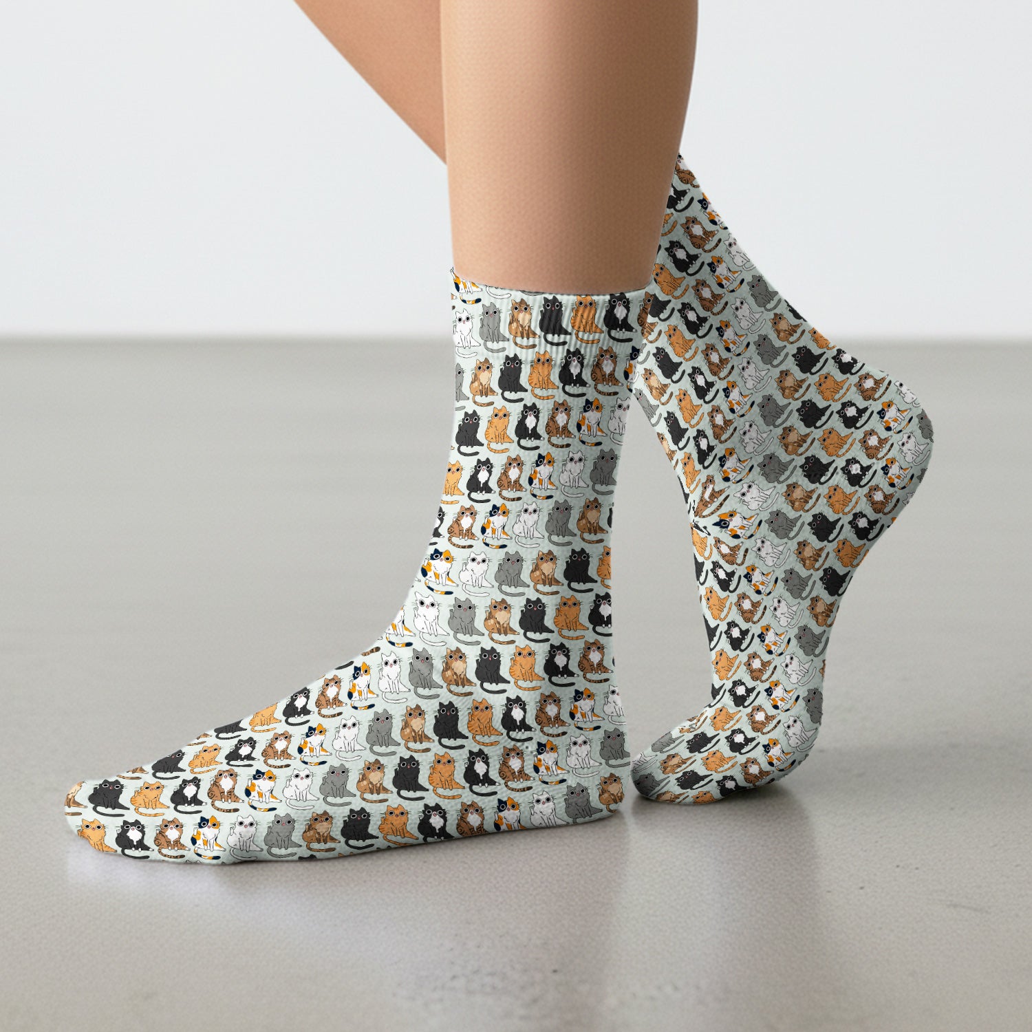 Cute Cartoon Cat Pattern Medical Socks, Breathable Fabrics Medical Uniform