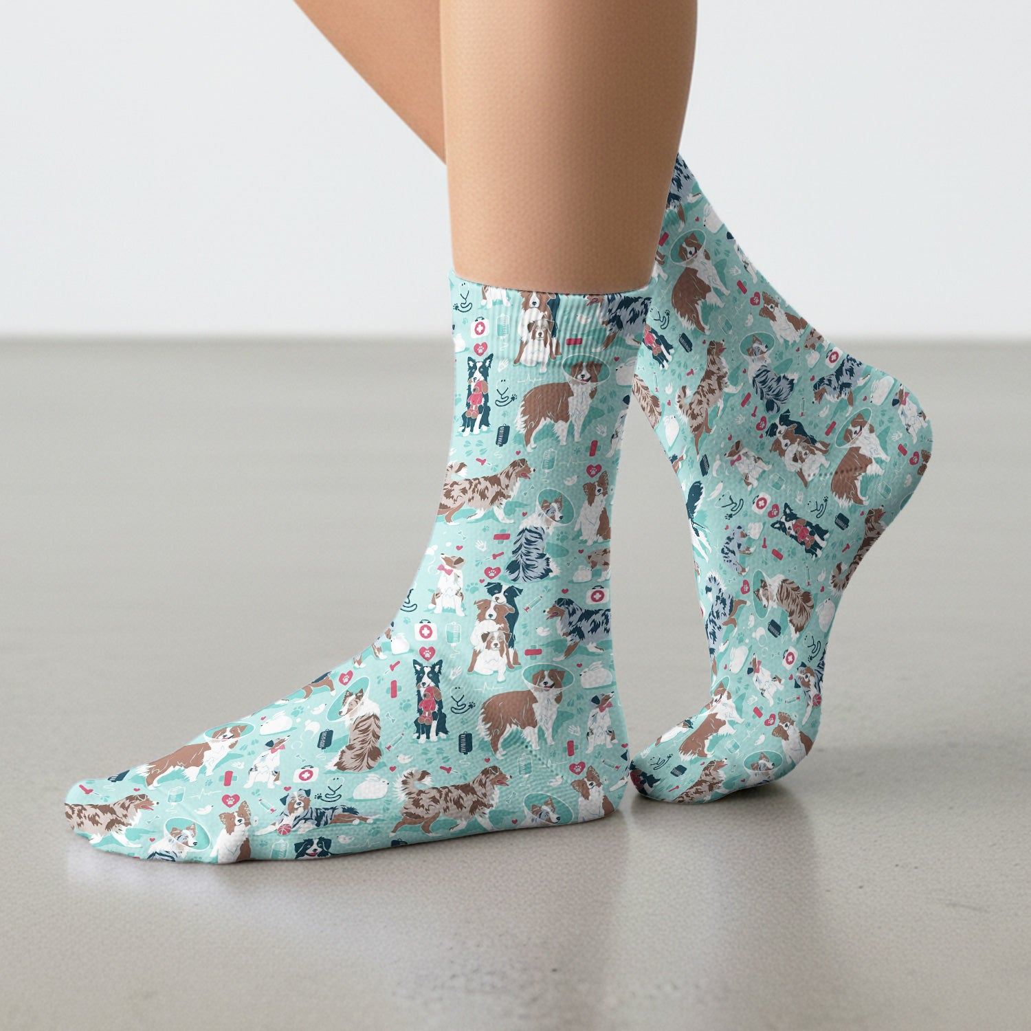 Cute Dog Pattern Veterinary Medical Socks, Socks for Nurse Doctor