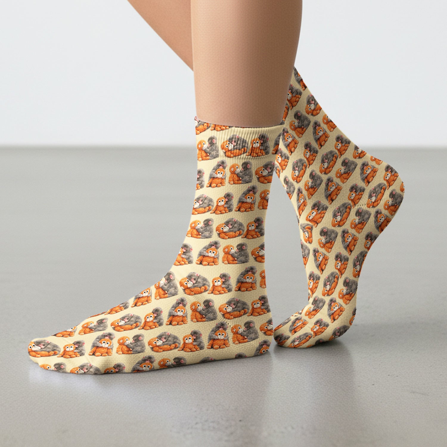 Cute Baby Monkey Plush Toy Animal Pattern Socks, Socks for Nurse Doctor