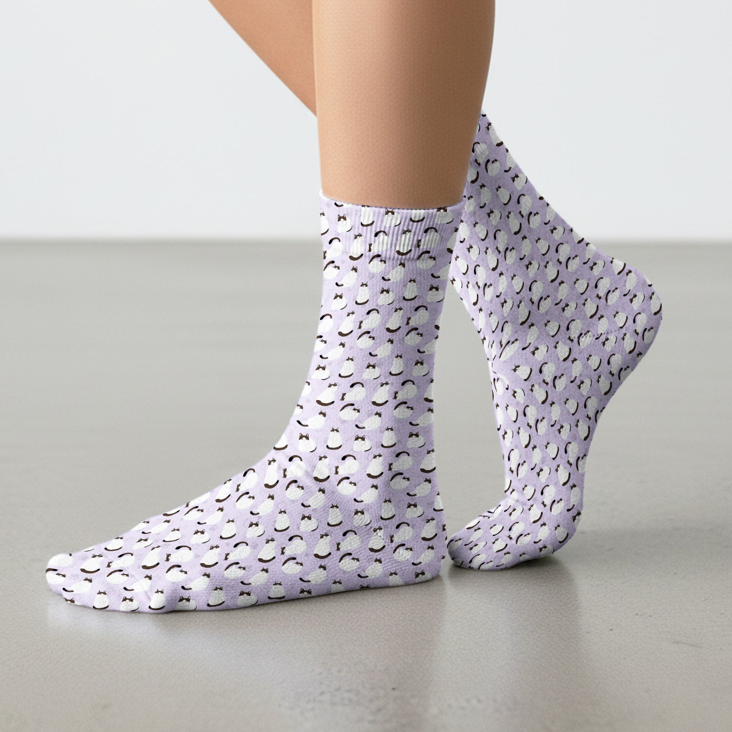Cute Cat Pattern Medical Scrub Socks, Breathable Fabrics Nursing Uniform