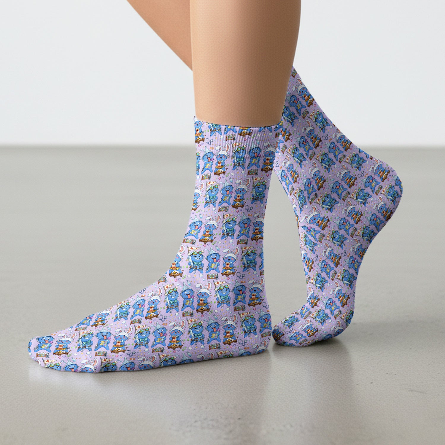 Cute Glove Doll Hospital Medical Cartoon Nurse Pattern Sock, Breathable Fabrics Medical Uniform