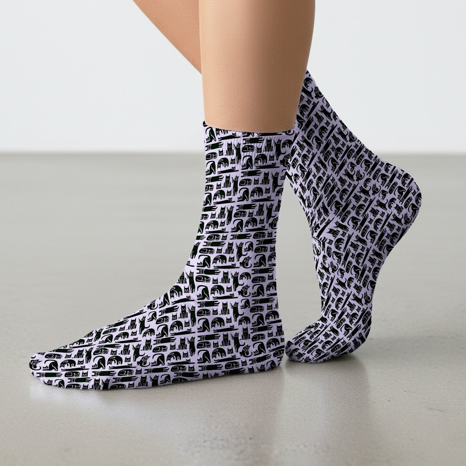 Cute Funny Cat Poses Print Scrub Socks, Adult Socks for Men and Women
