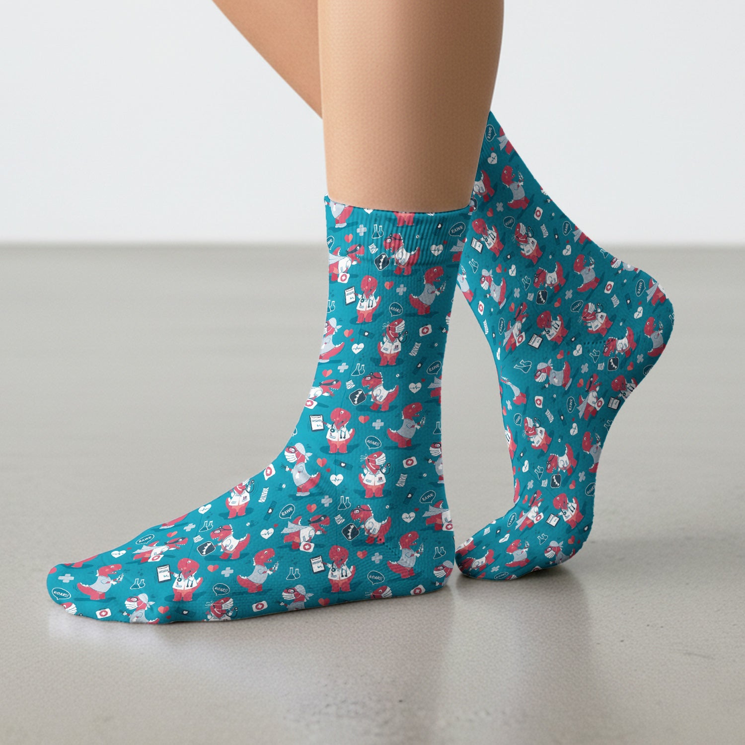 Cute Dinosaur Doctor Medical Pattern Sock, Breathable Fabrics Medical Uniform