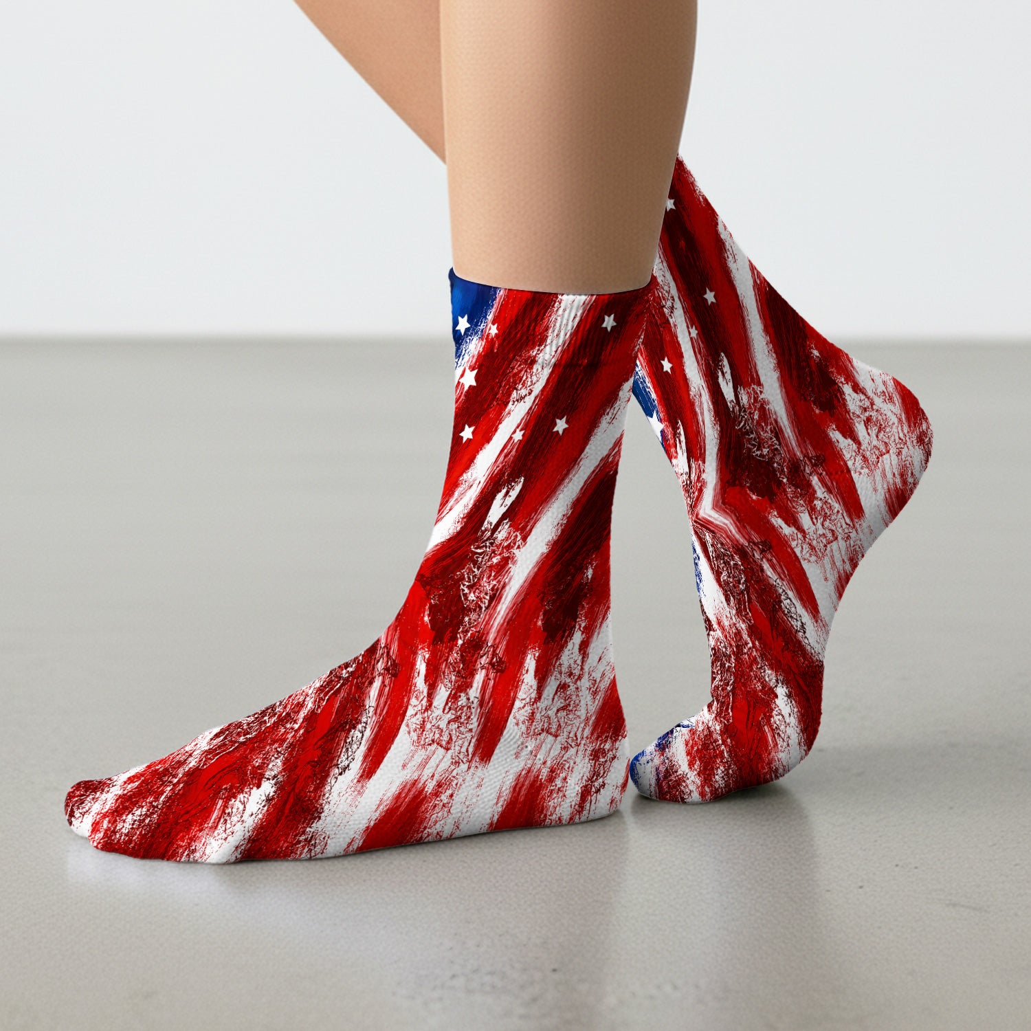 Patriotic American Flag Nurse Scrub Top for RN, CNA, Healthcare Workers, USA Medical Uniform Socks, Adult Socks for Men and Women