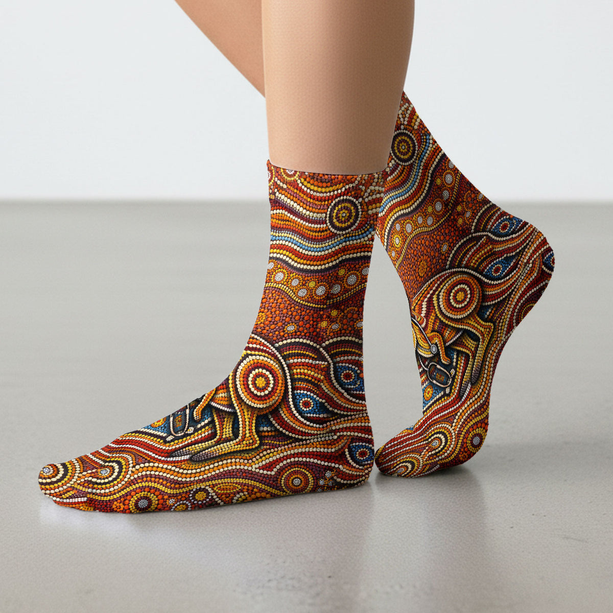Australian Aboriginal Nurse Scrub Socks, Kangaroo Dot Art Medical Nurses Sock, Breathable Fabrics Nursing Uniform