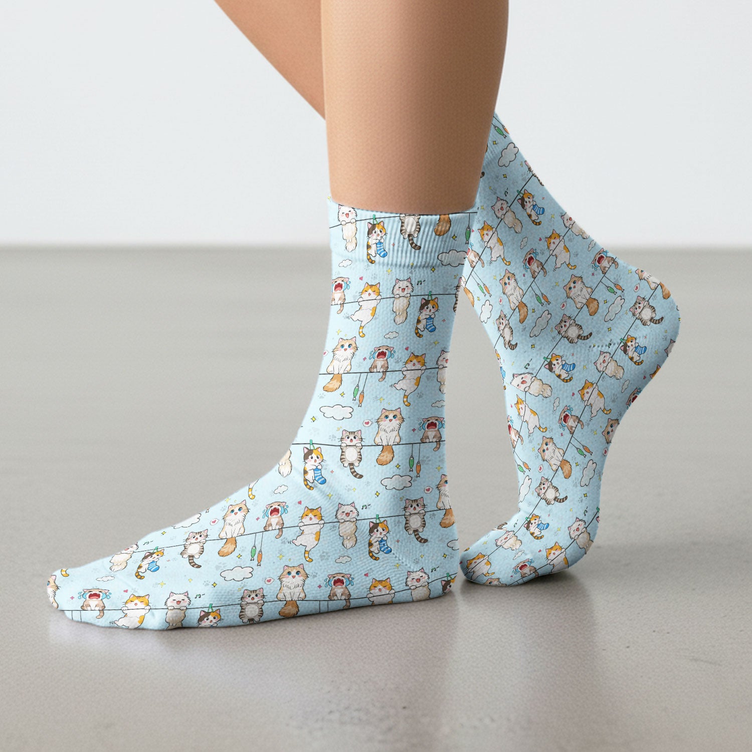Funny Cats With Cute Expressions Pattern Socks, Adult Socks for Men and Women