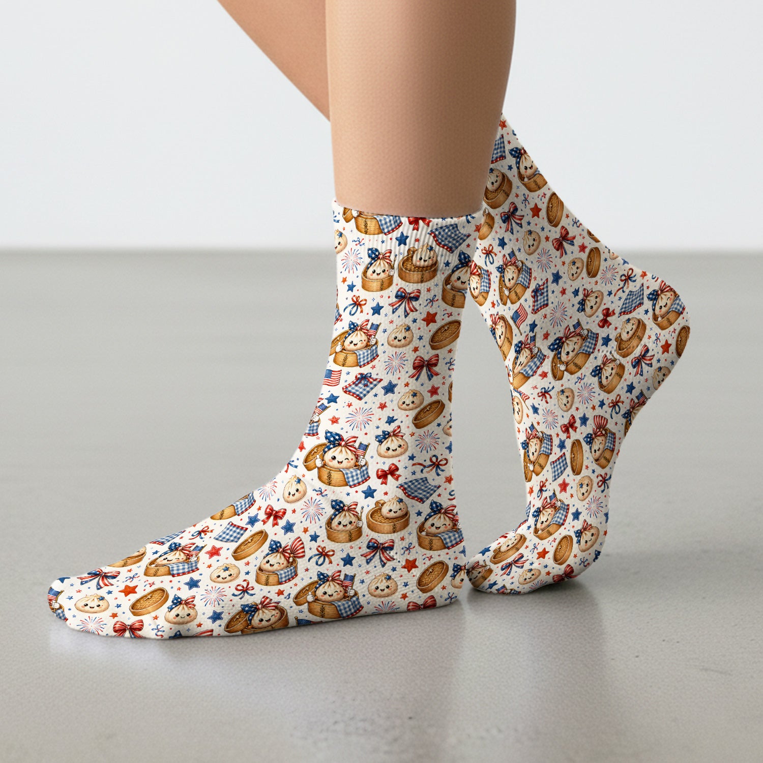 Patriotic Dumpling Nurse Pattern Socks, Adult Socks for Men and Women
