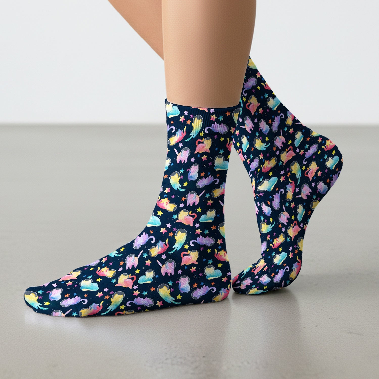 Cute Space Cat Veterinary Pattern Socks, Adult Socks for Men and Women