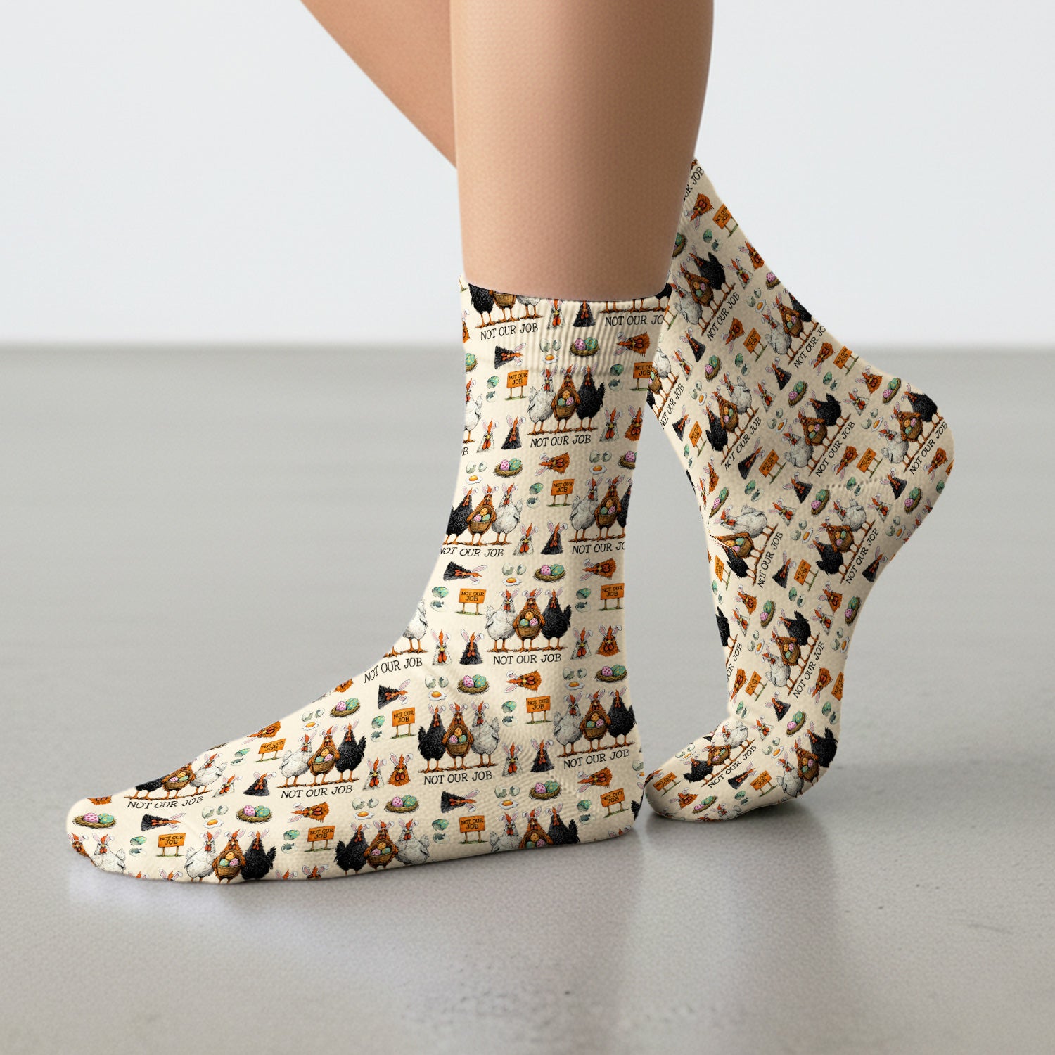 Funny Easter Chicken Humor Pattern Socks, Breathable Fabrics Medical Uniform