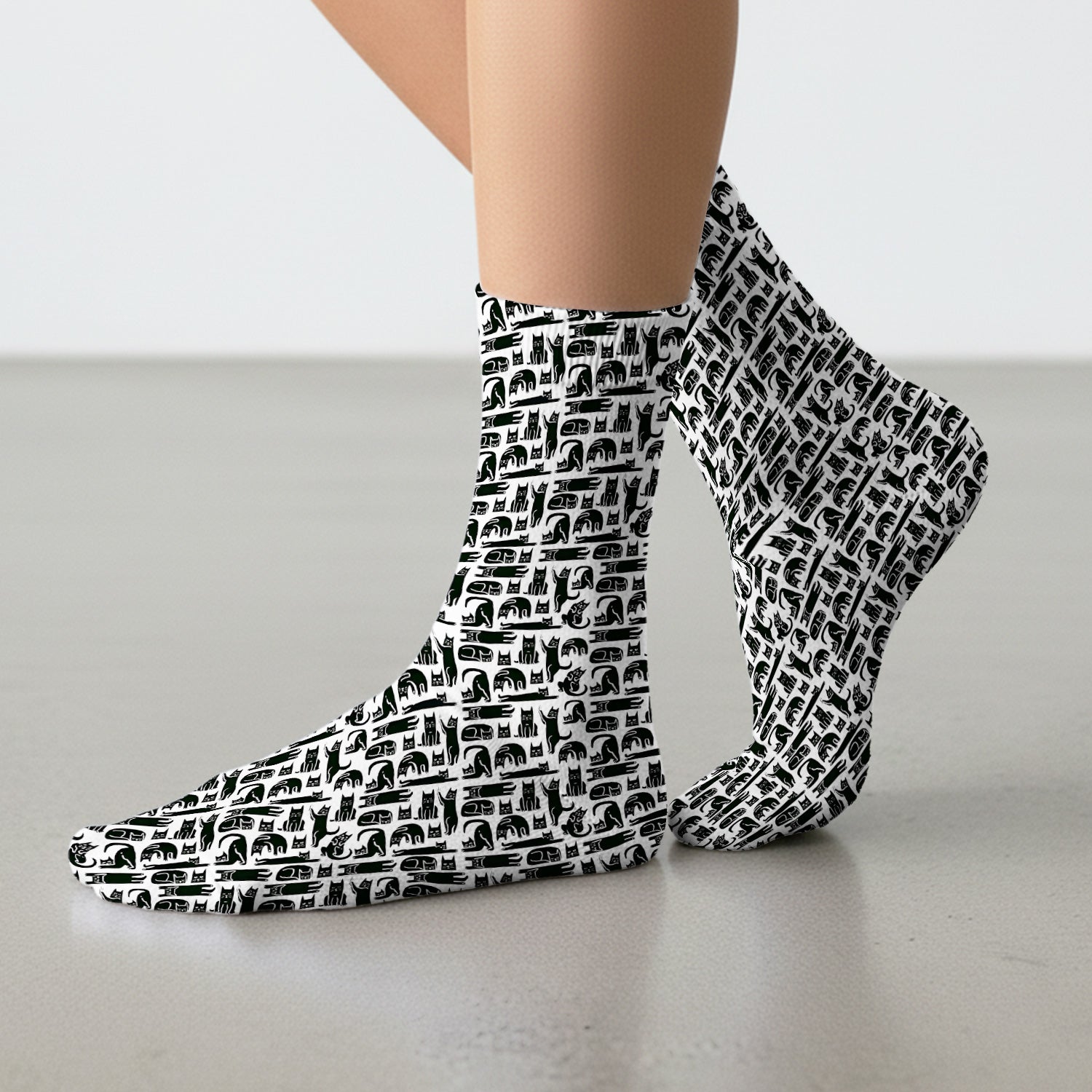 Cute Funny Cat Poses Print Scrub Socks, Adult Socks for Men and Women