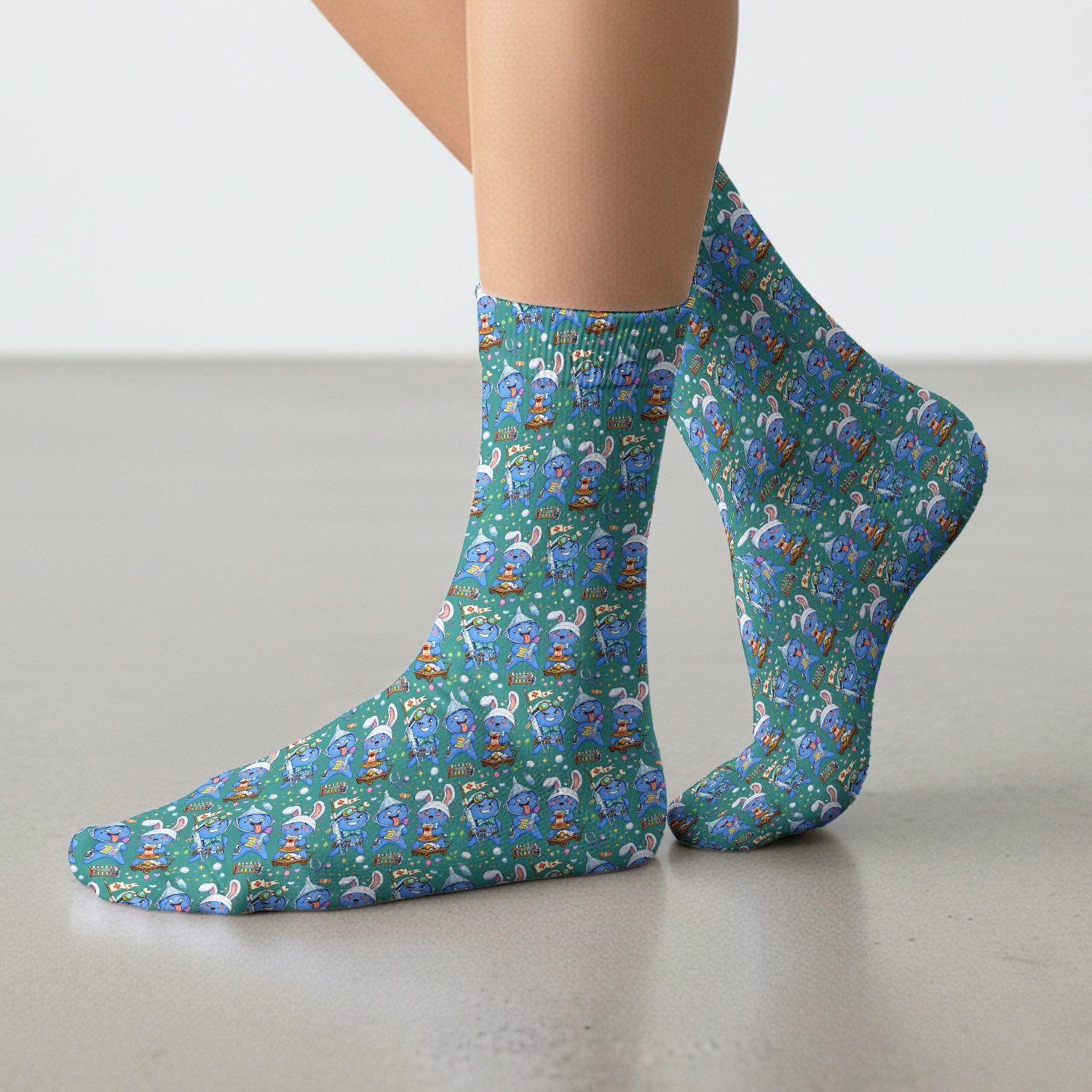 Cute Glove Doll Hospital Medical Cartoon Nurse Pattern Sock, Breathable Fabrics Medical Uniform