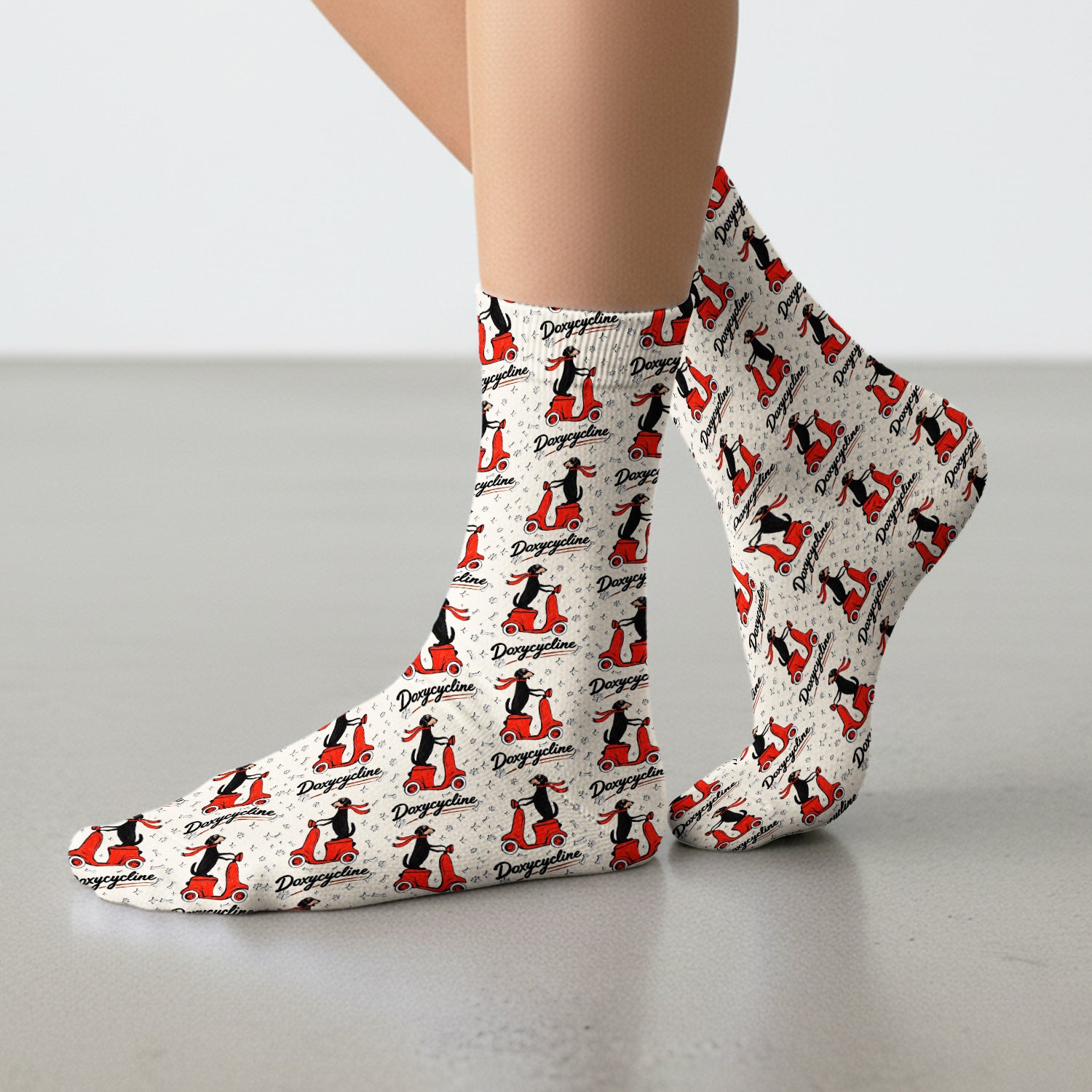 Funny Dachshund Riding Scooter Doxycycline Socks, Socks for Nurse Doctor