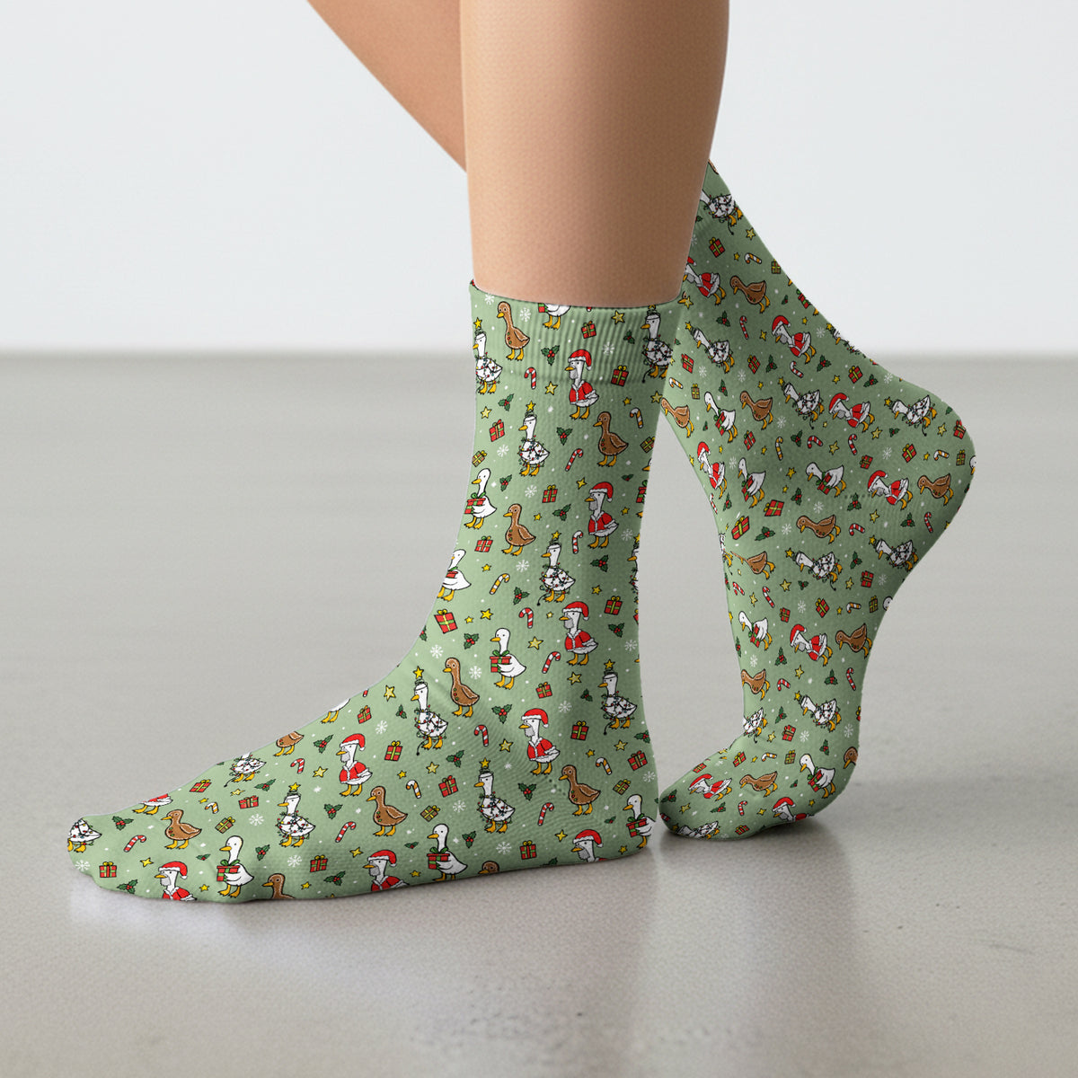 Christmas Geese In Festive Costumes Socks, Adult Socks for Men and Women