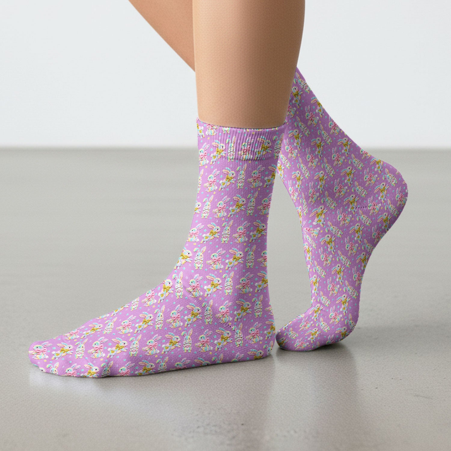 Cartoon Bunny All Over Print Medical Socks, Adult Socks for Men and Women