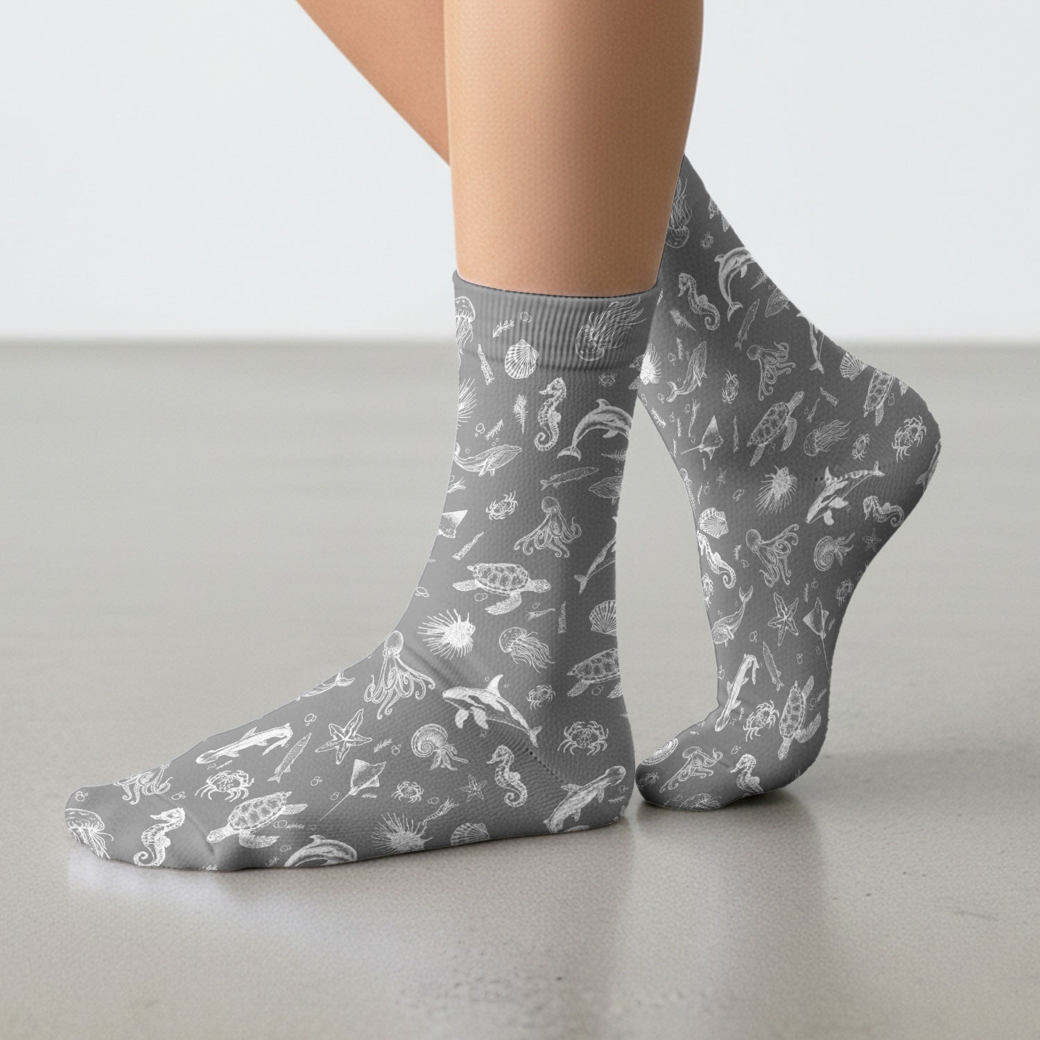 Marine Sea Life Pattern Sock, Breathable Fabrics Medical Uniform