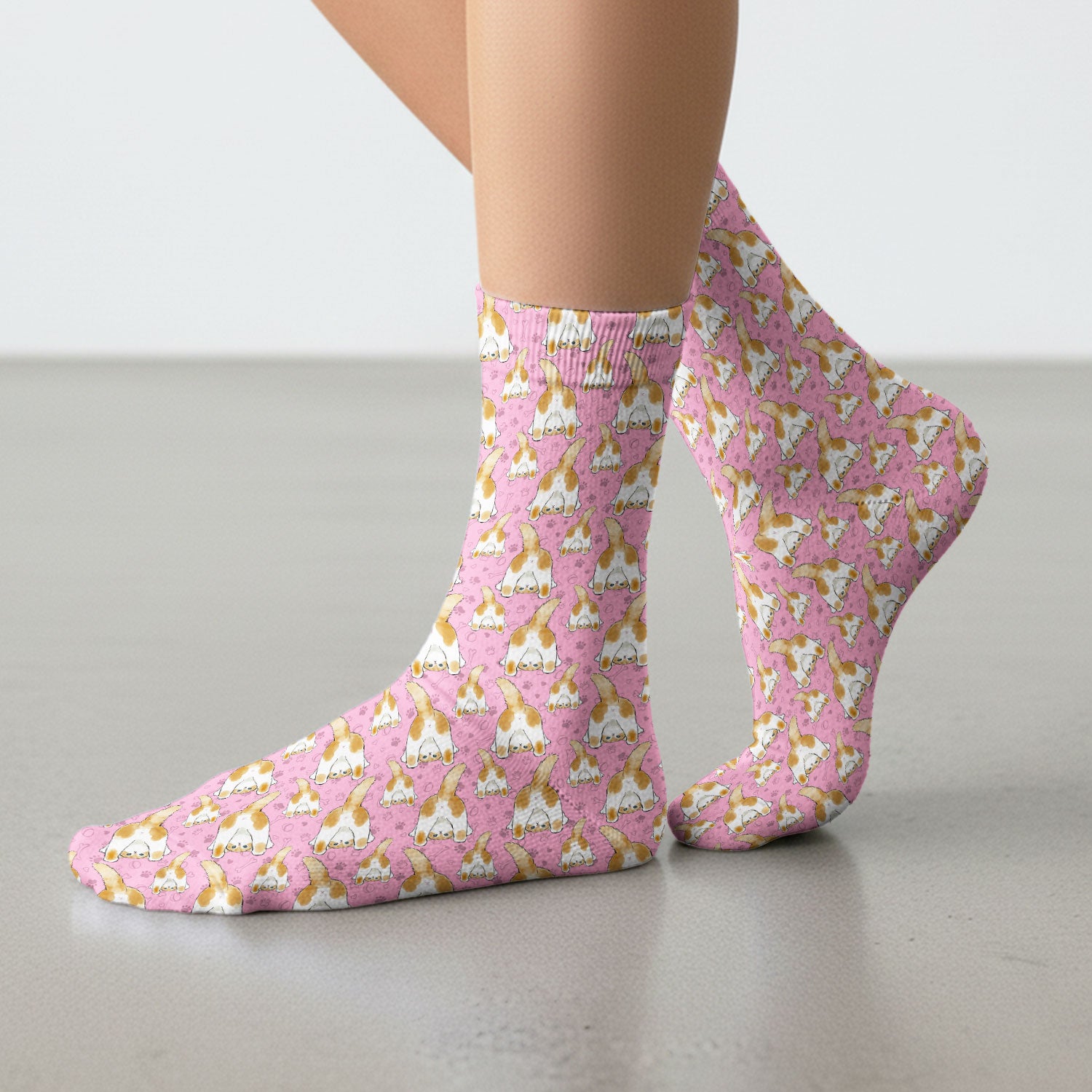 Cute Cat Butt Nurse Scrub Socks, Cat Pattern Medical Sock For Pet Lover, Breathable Fabrics Nursing Uniform
