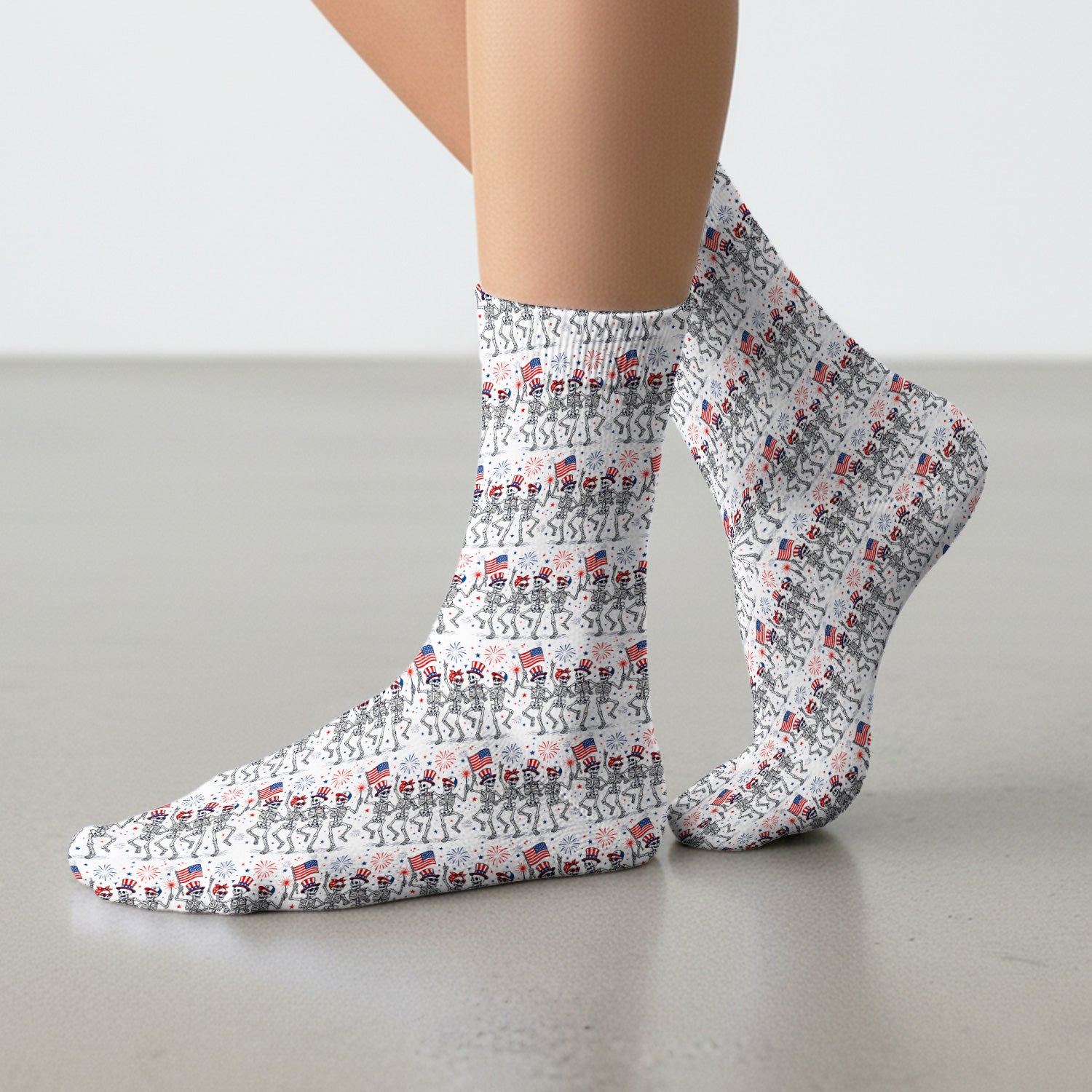 Funny Patriotic Skeleton Pattern, July 4 Medical Socks, Adult Socks for Men and Women