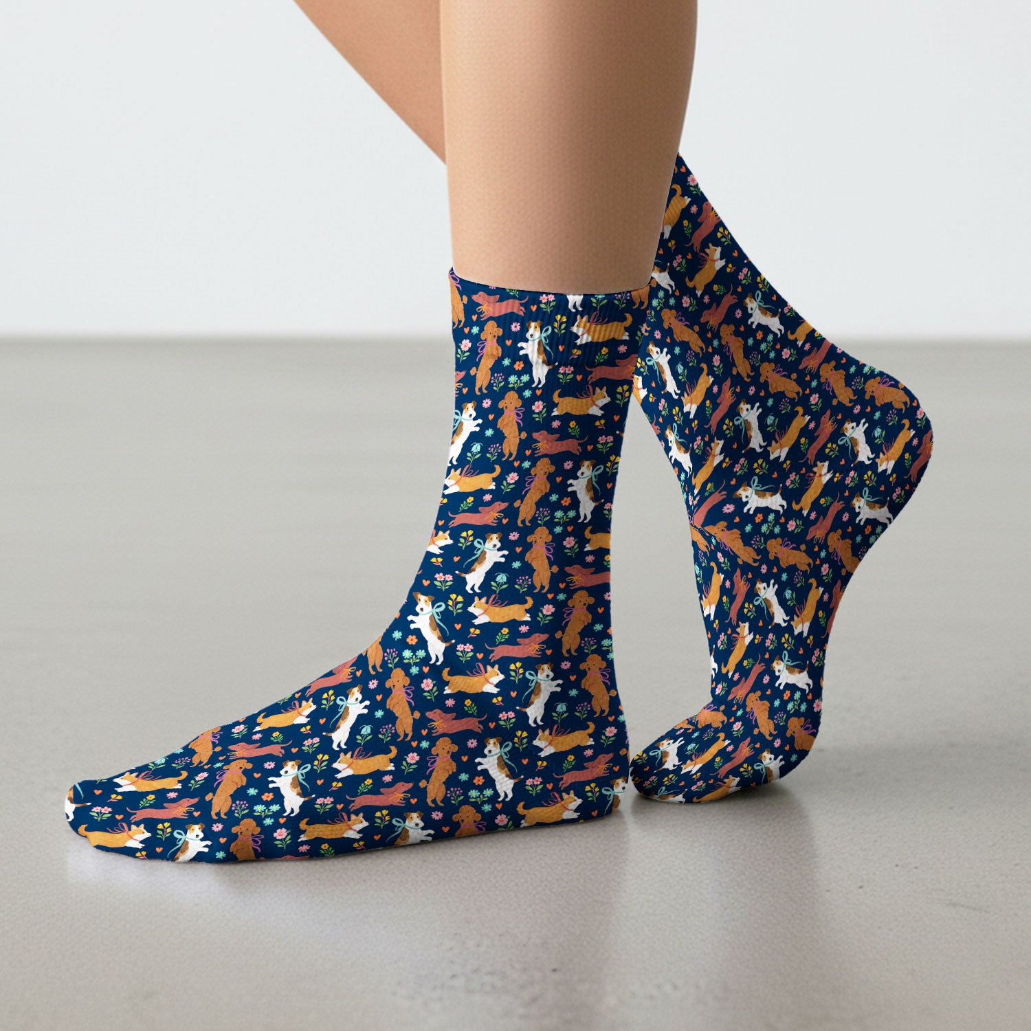 Cute Cartoon Dog Print Medical Socks, Socks for Nurse Doctor