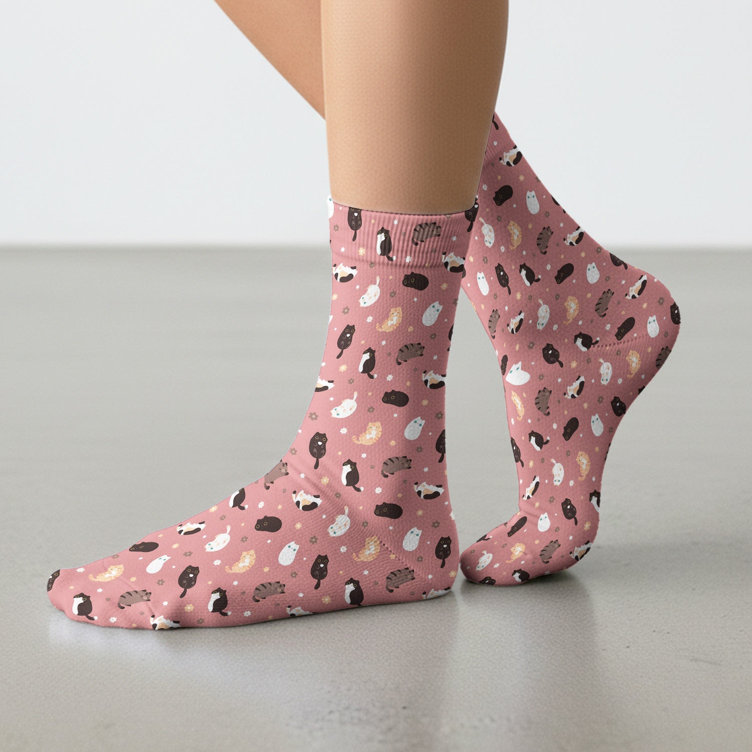 Adorable Kitty Nurse Pattern Socks, Adult Socks for Men and Women