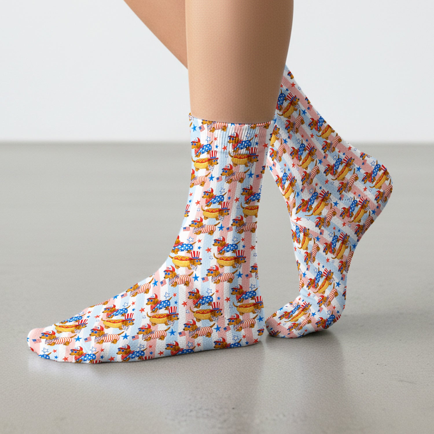 Fourth Of July Dachshund Pattern Socks, Adult Socks for Men and Women
