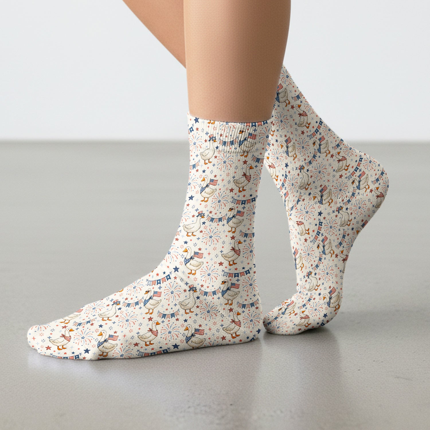 Patriotic Goose Fourth Of July Pattern Socks, Adult Socks for Men and Women