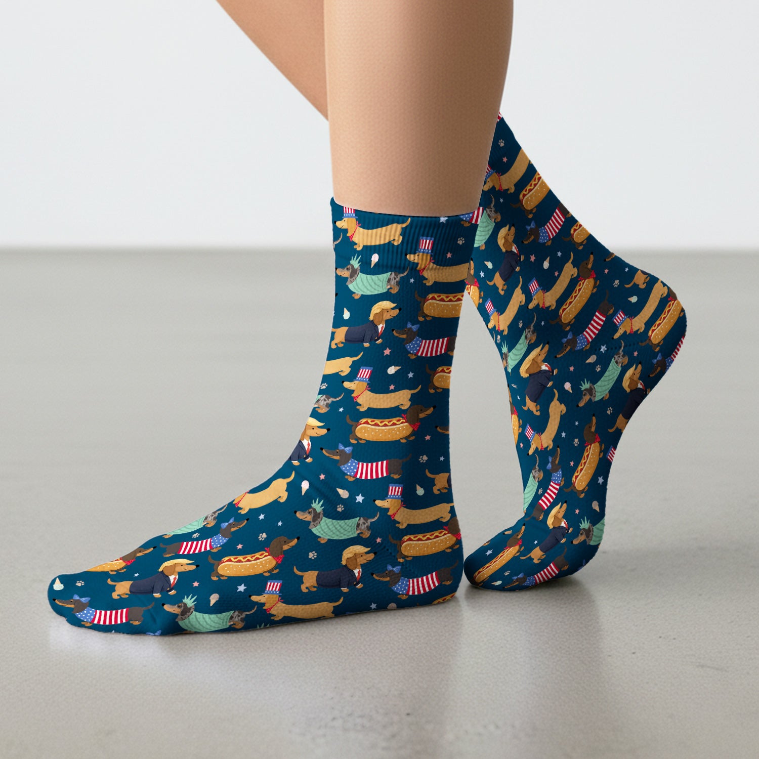 Funny Patriotic Dachshund Costume Dogs Pattern Sock, Breathable Fabrics Medical Uniform
