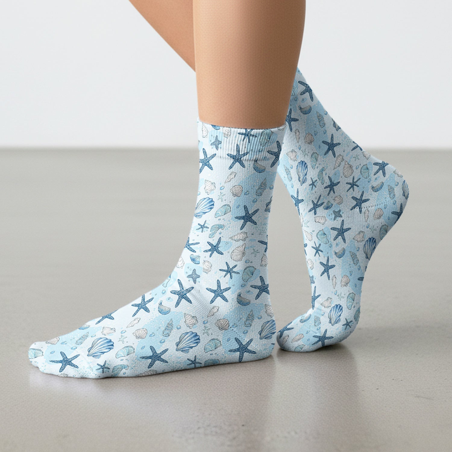 Ocean Shell And Starfish Print Socks, Socks for Nurse Doctor