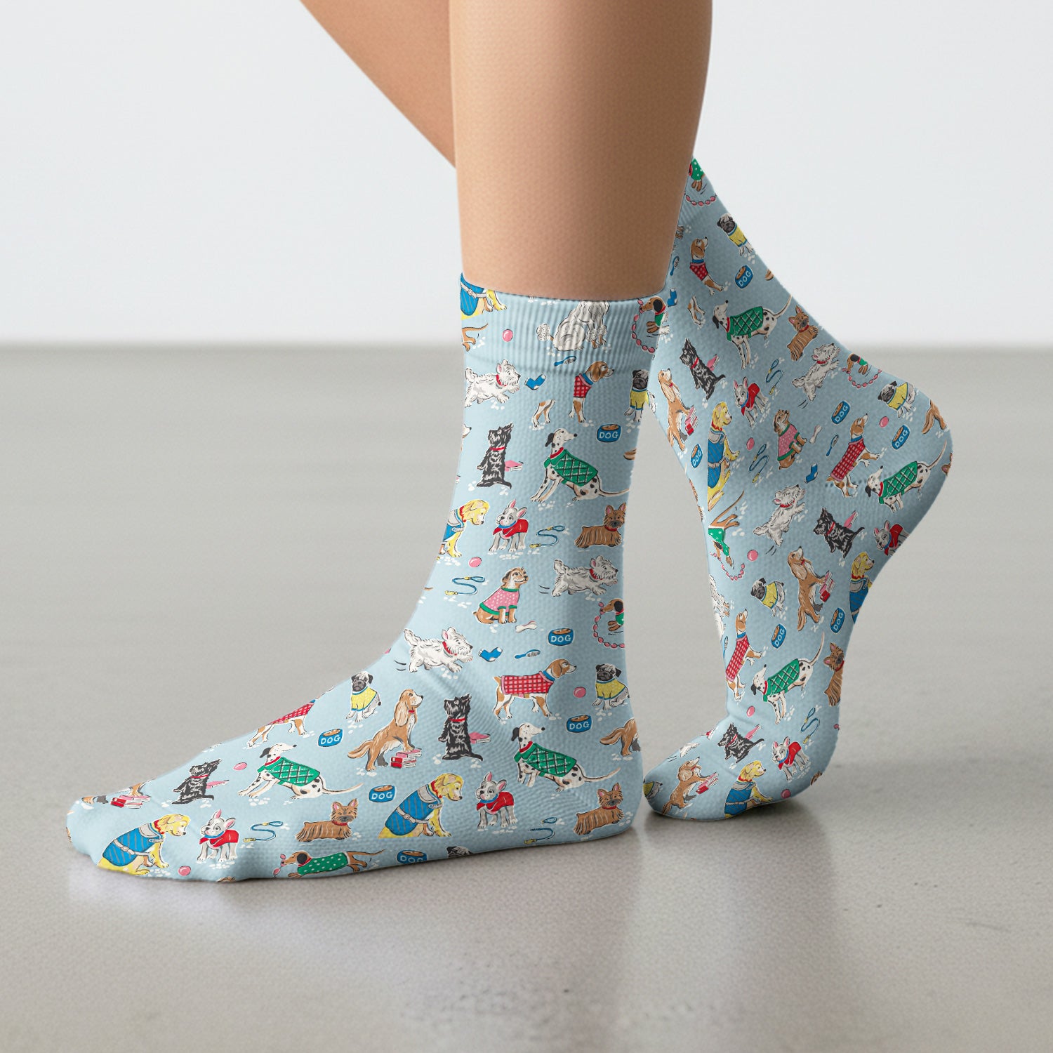 Cute Dog Wearing Sweater Playing Ball Pattern Nurse Socks, Socks for Nurse Doctor