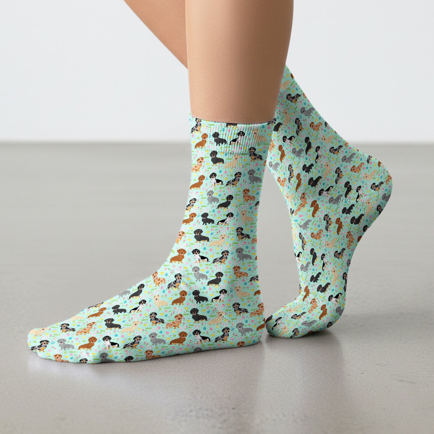 Easter Dachshund Dog Pattern Socks, Socks for Nurse Doctor