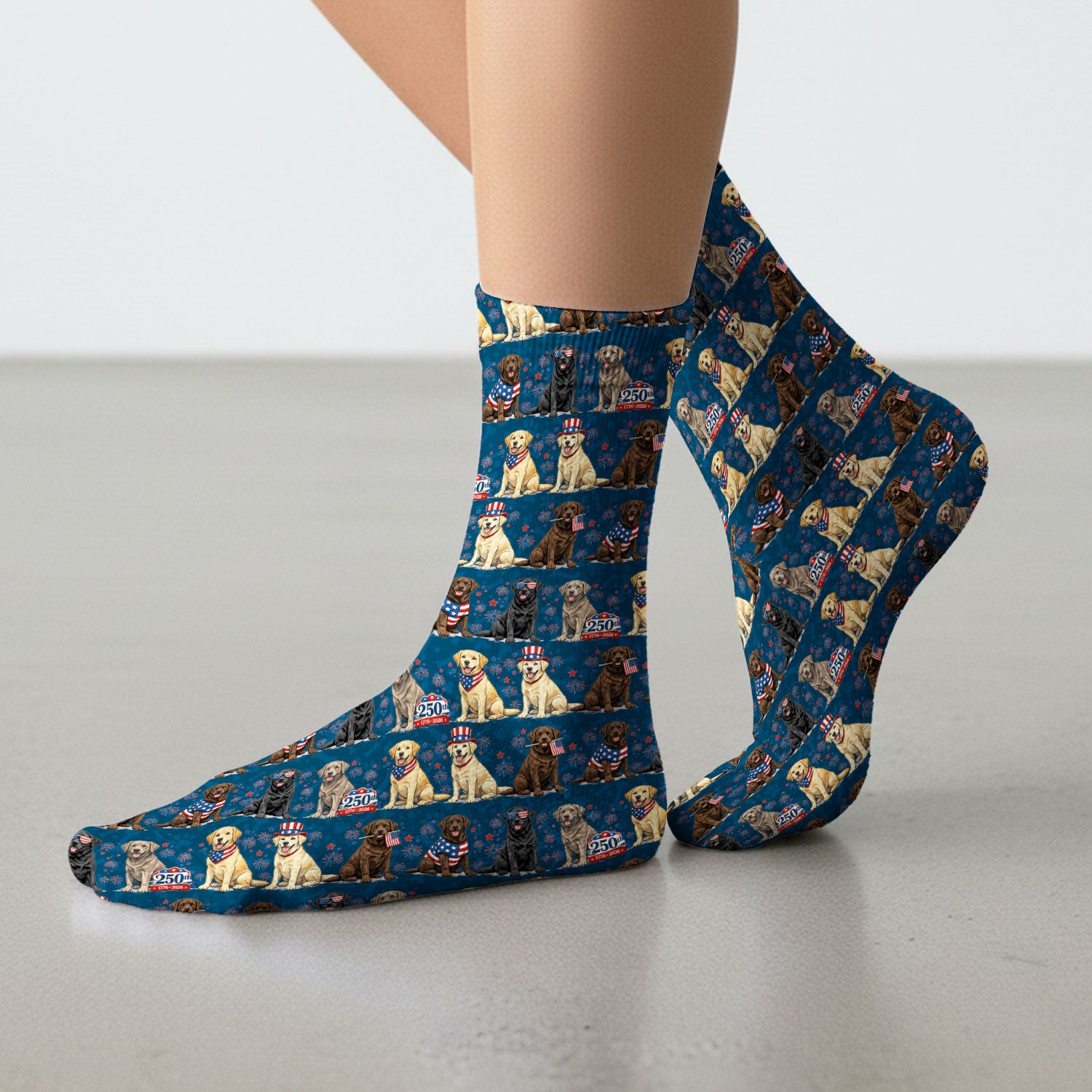 4th of July Labrador Dog Patriotic Print Socks, Breathable Fabrics Medical Uniform