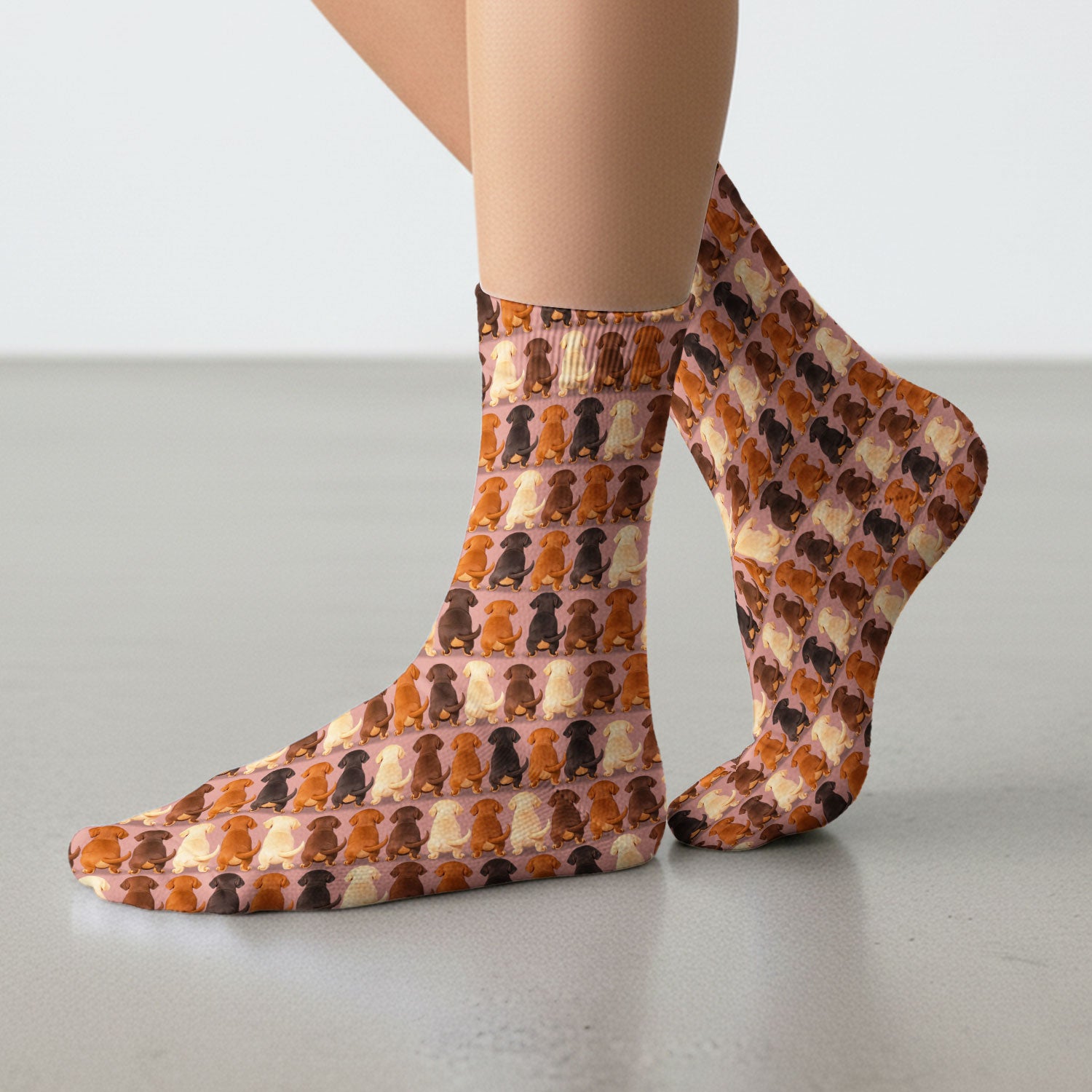 Cute Dachshund Butt Pattern All Over Print Socks, Adult Socks for Men and Women