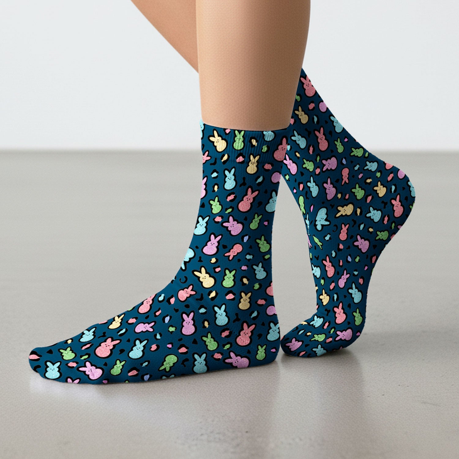 Cute Easter Bunny Pastel Pattern Socks, Socks for Nurse Doctor